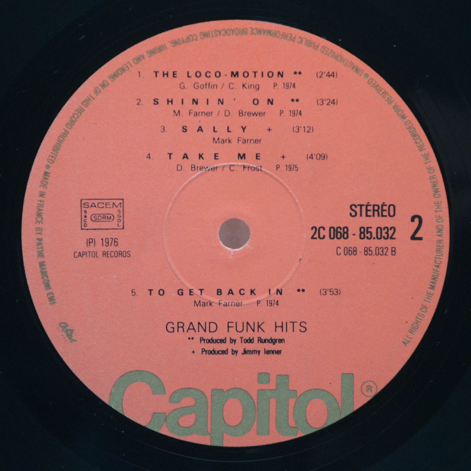 Виниловая пластинка Grand Funk Railroad — Grand Funk Hits, 1976
