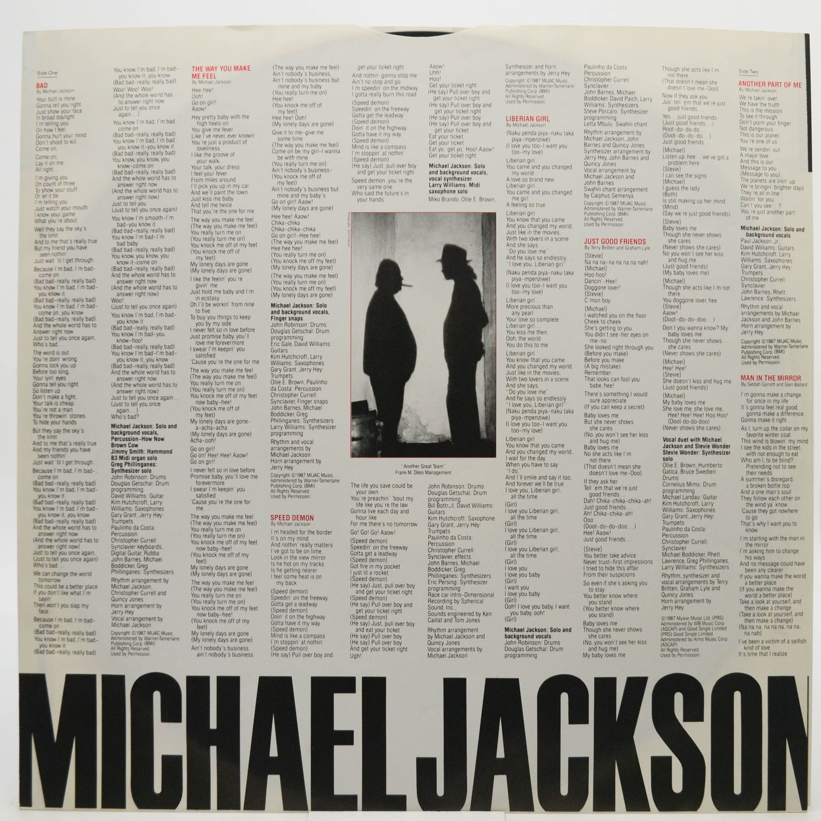 Виниловая пластинка Michael Jackson — Bad, 1987