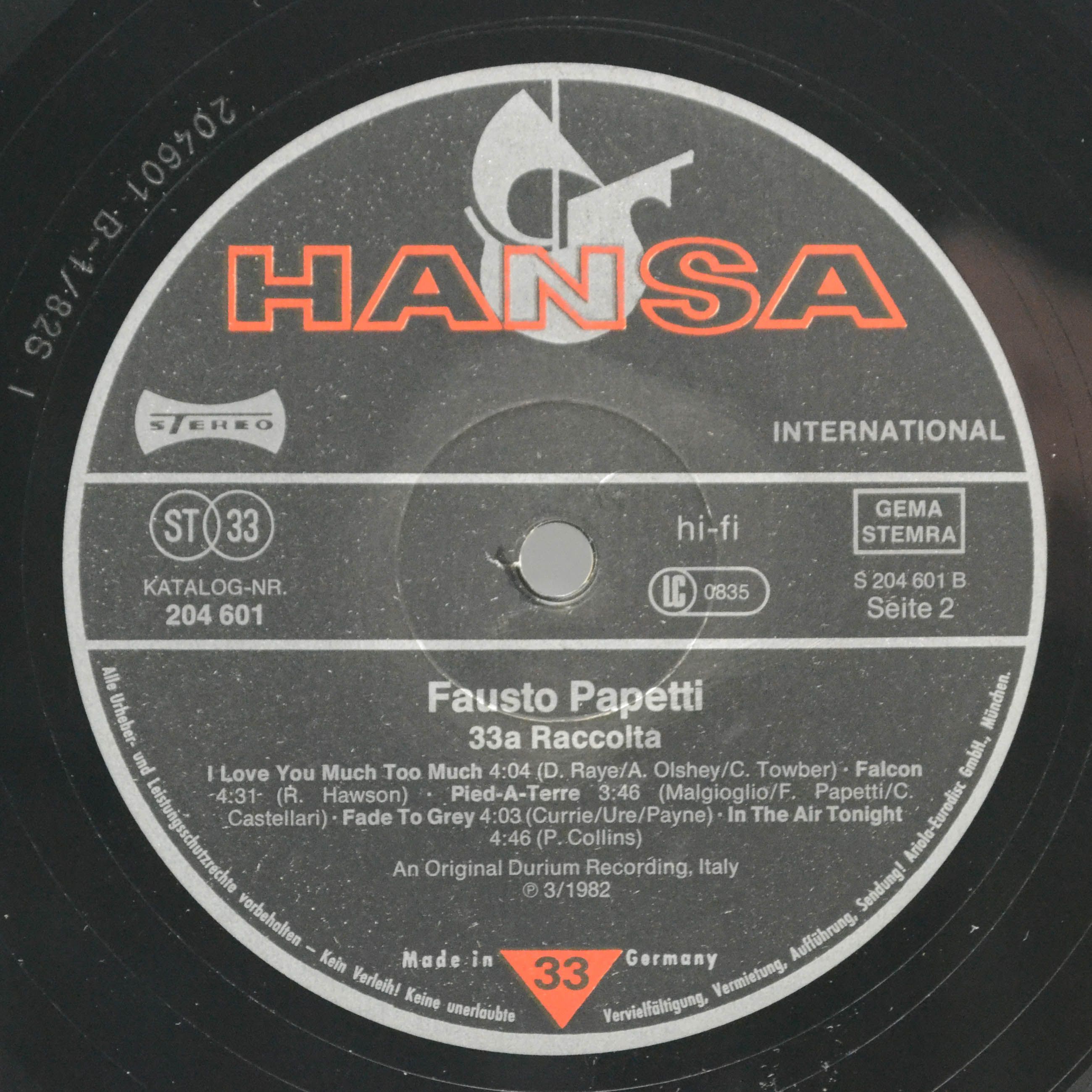 Fausto Papetti — 33a Raccolta, 1982
