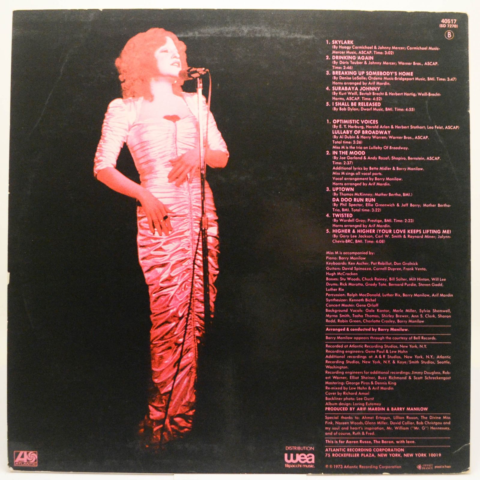 Виниловая пластинка Bette Midler — Bette Midler, 1973