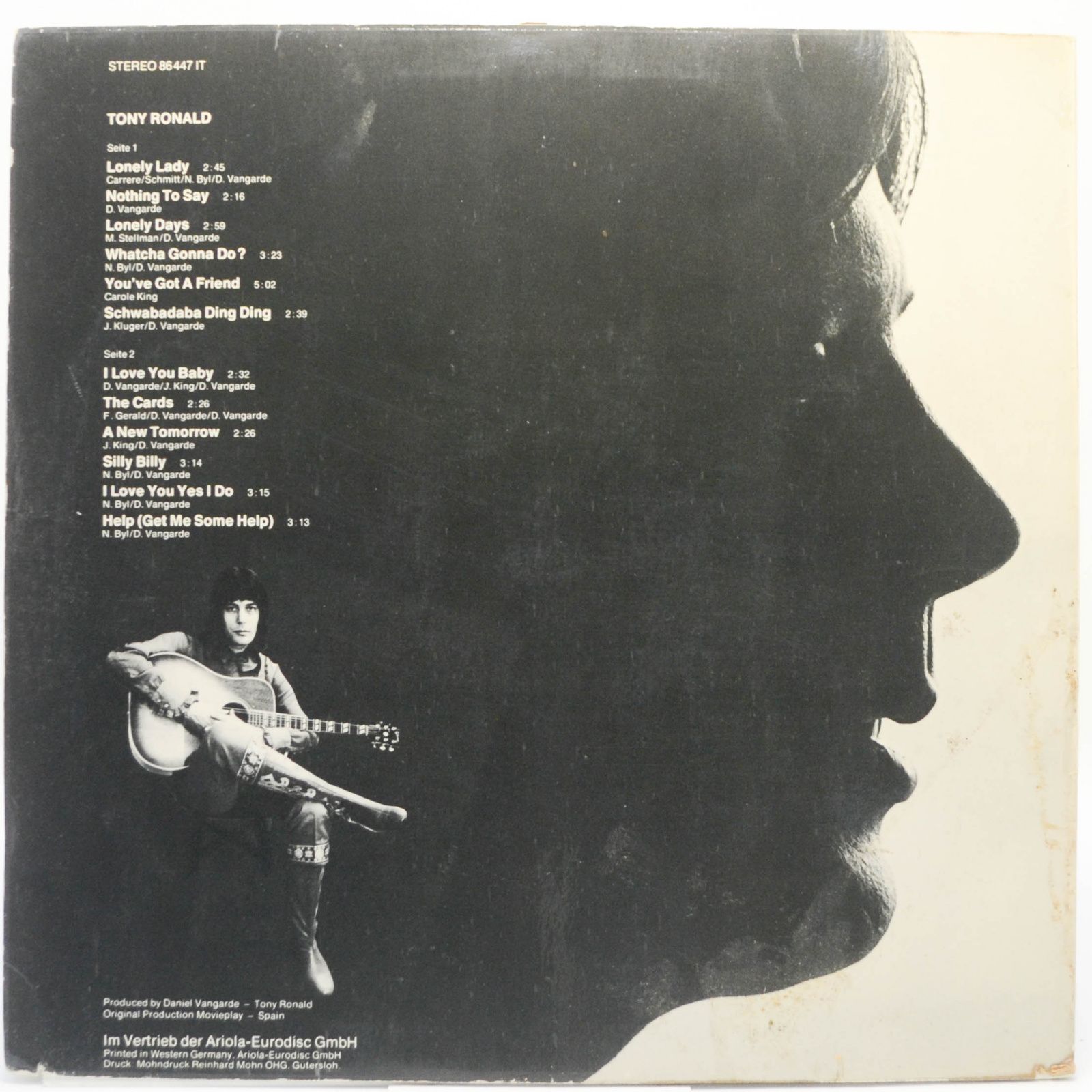 Виниловая пластинка Tony Ronald — Tony Ronald, 1972