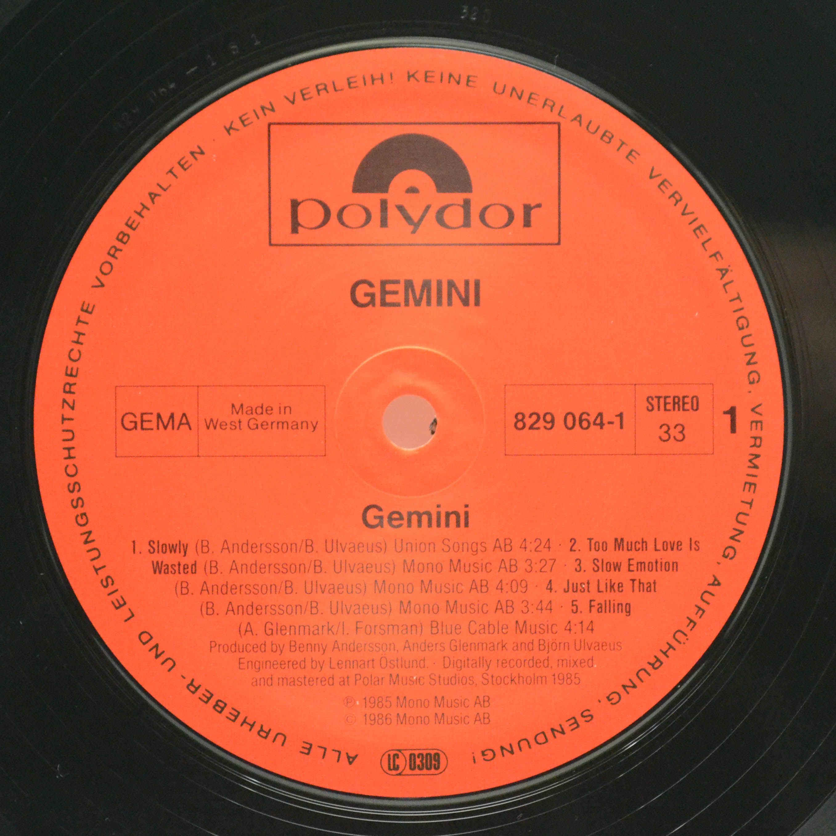 Виниловая пластинка Gemini — Gemini, 1986