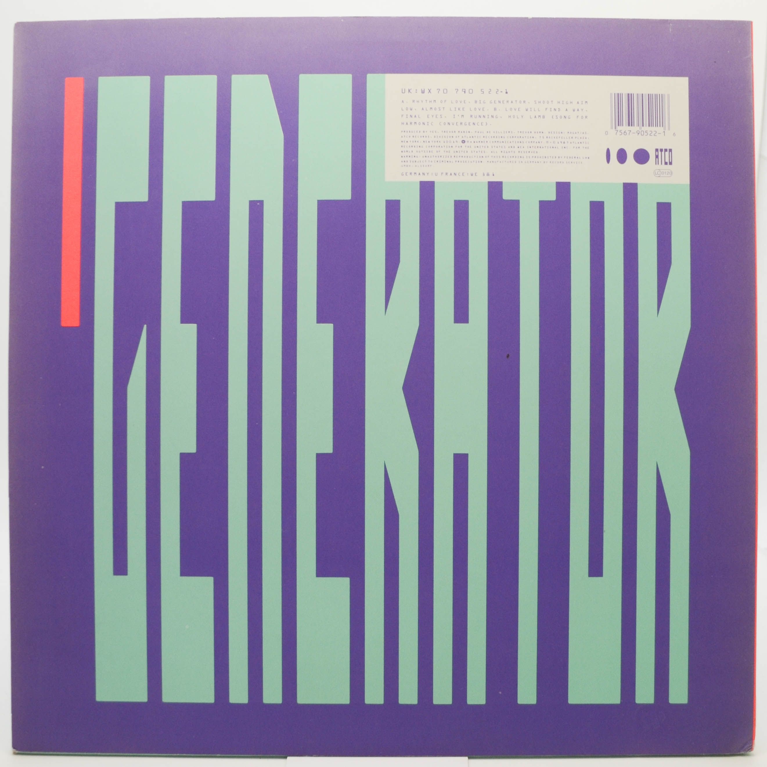 Виниловая пластинка Yes — Big Generator, 1987