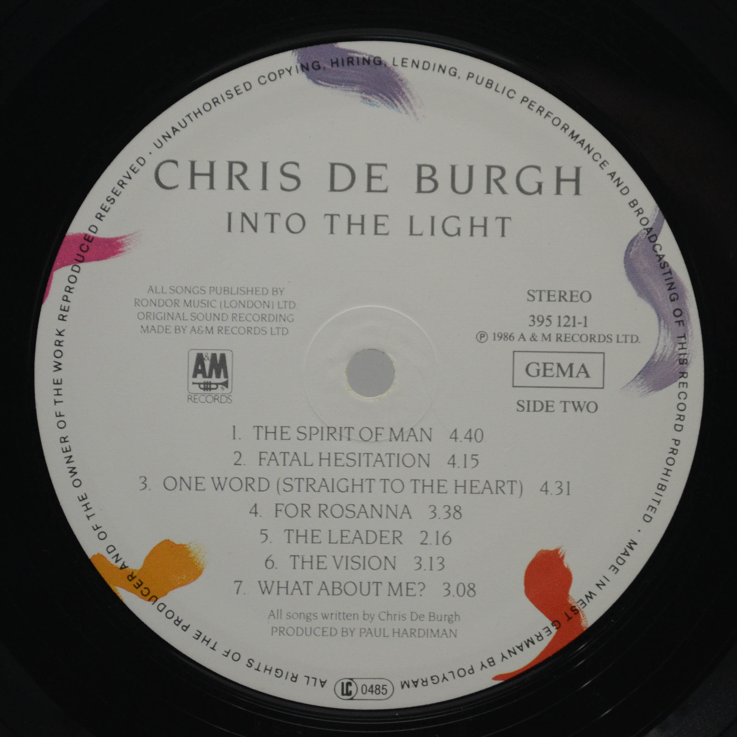 Виниловая пластинка Chris de Burgh — Into The Light, 1986