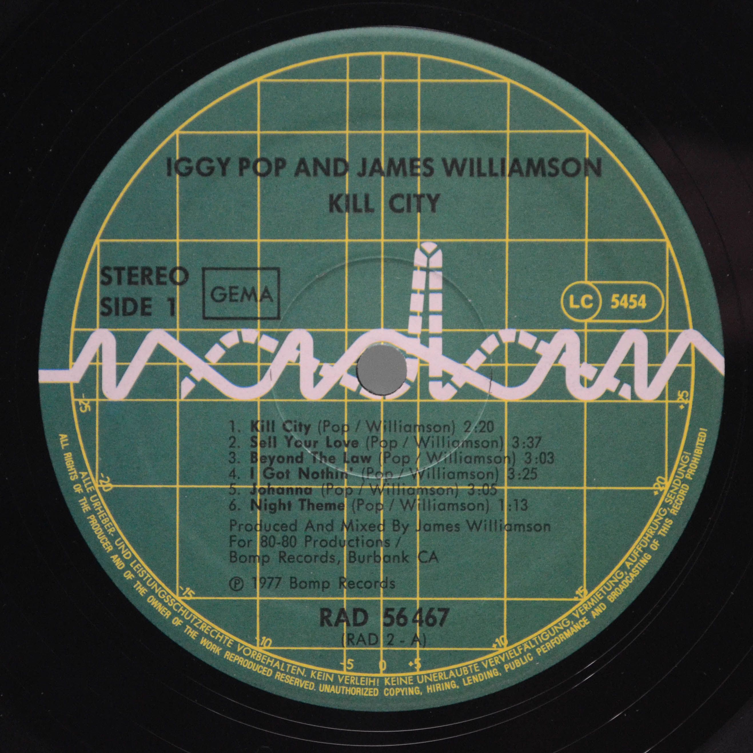 Виниловая пластинка Iggy Pop & James Williamson — Kill City, 1977