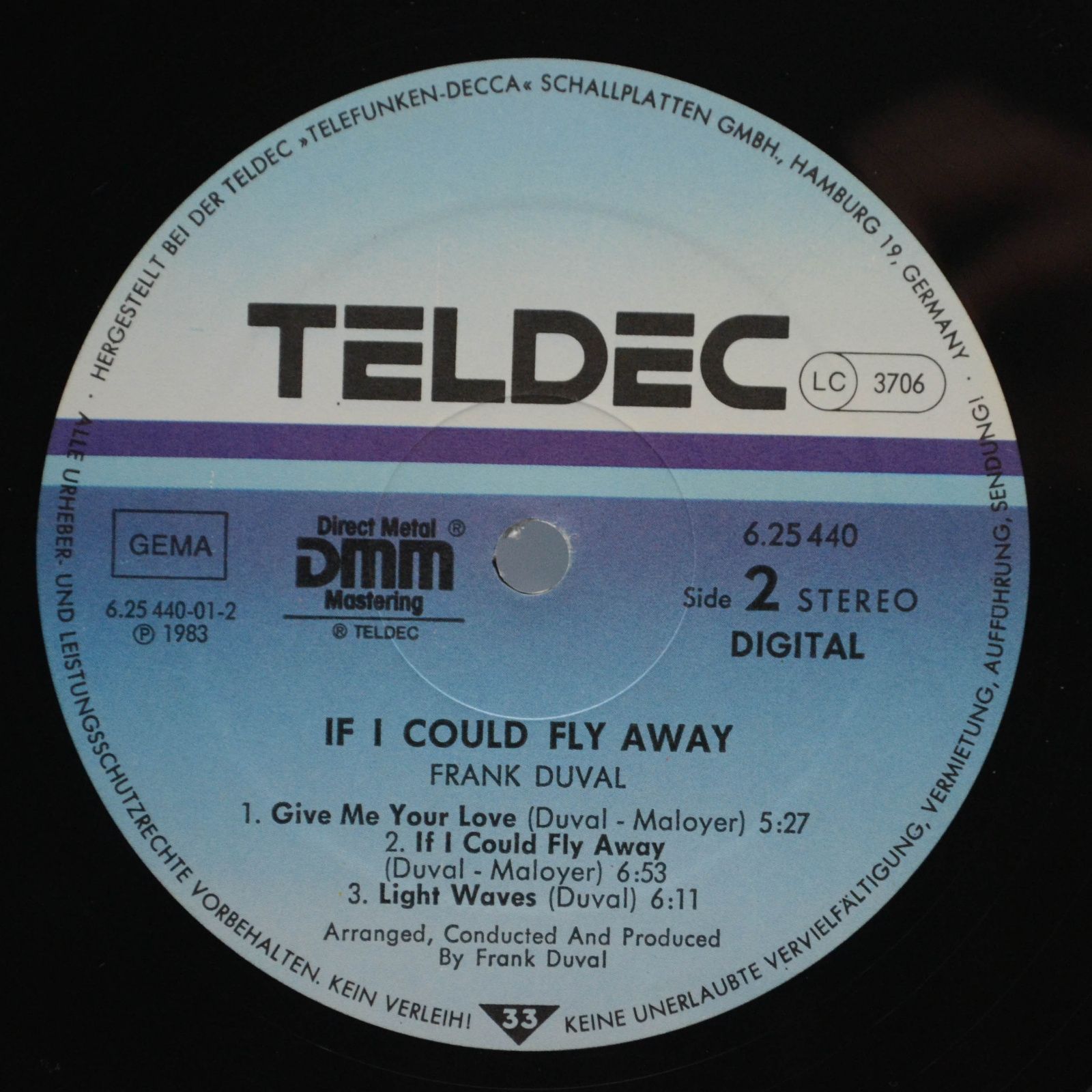 Виниловая пластинка Frank Duval — If I Could Fly Away, 1983