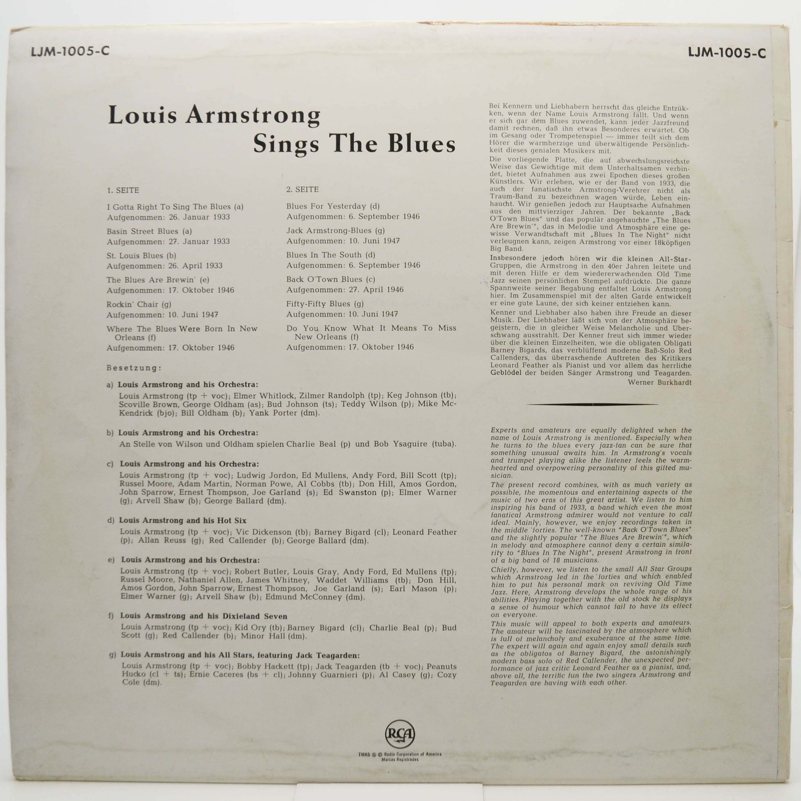 Louis Armstrong — Sings The Blues, 1954