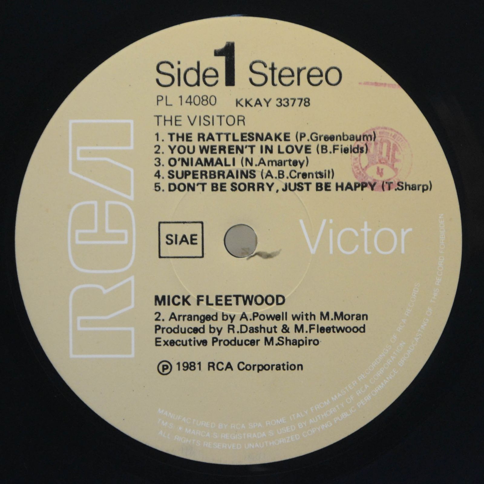 Виниловая пластинка Mick Fleetwood — The Visitor, 1981