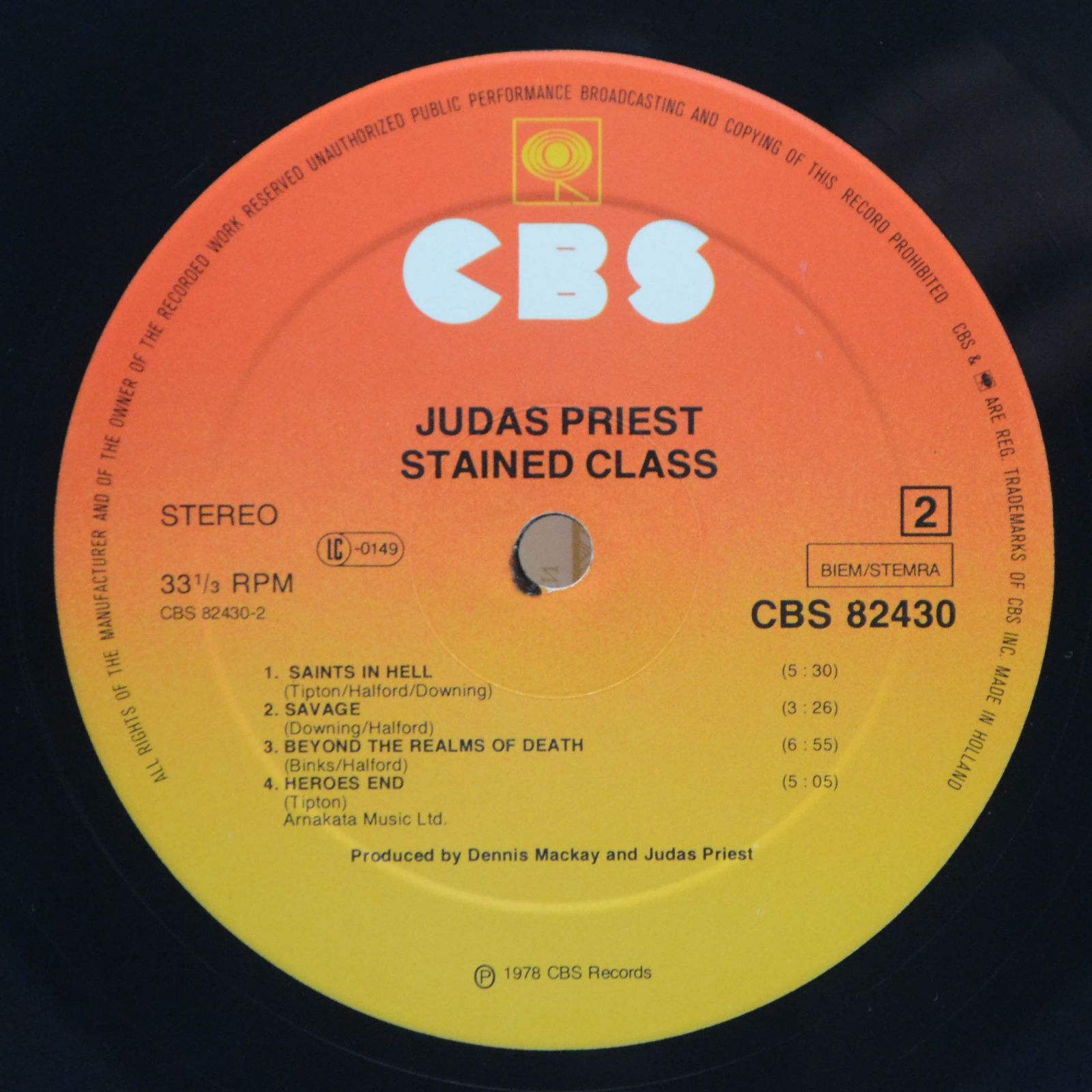 Виниловая пластинка Judas Priest — Stained Class, 1978