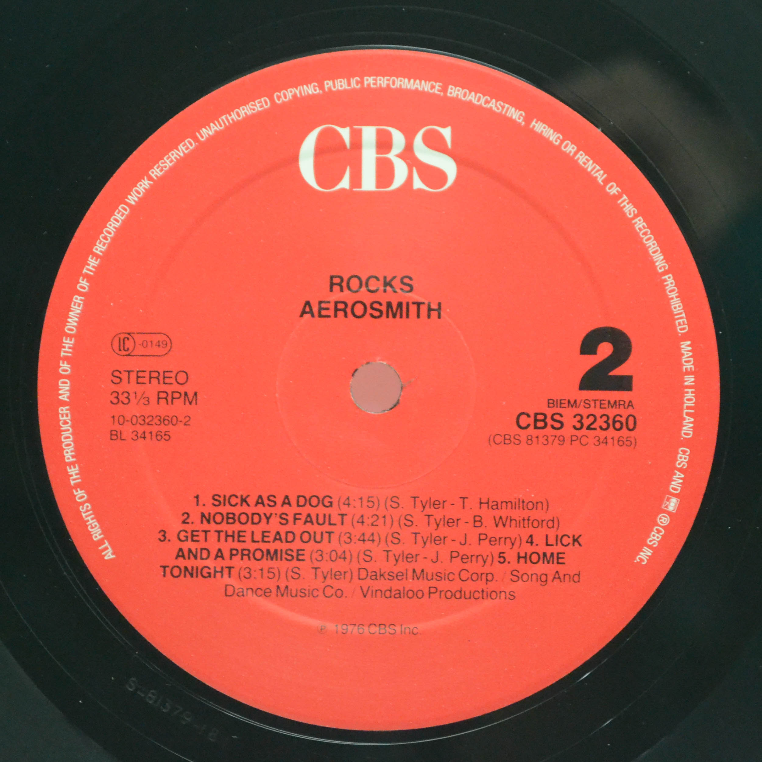 Виниловая пластинка Aerosmith — Rocks, 1976