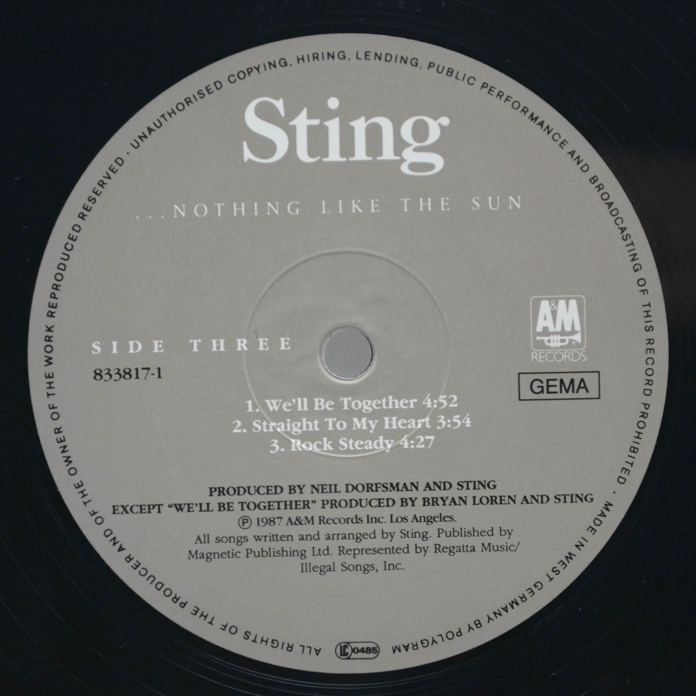 Виниловая пластинка Sting — ...Nothing Like The Sun (2LP), 1987