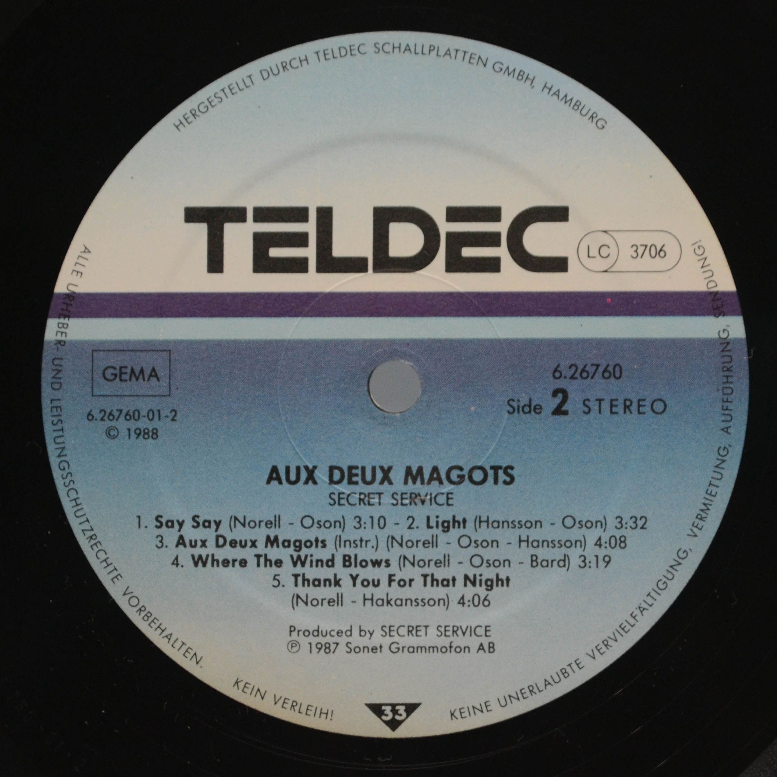 Secret Service — Aux Deux Magots, 1988