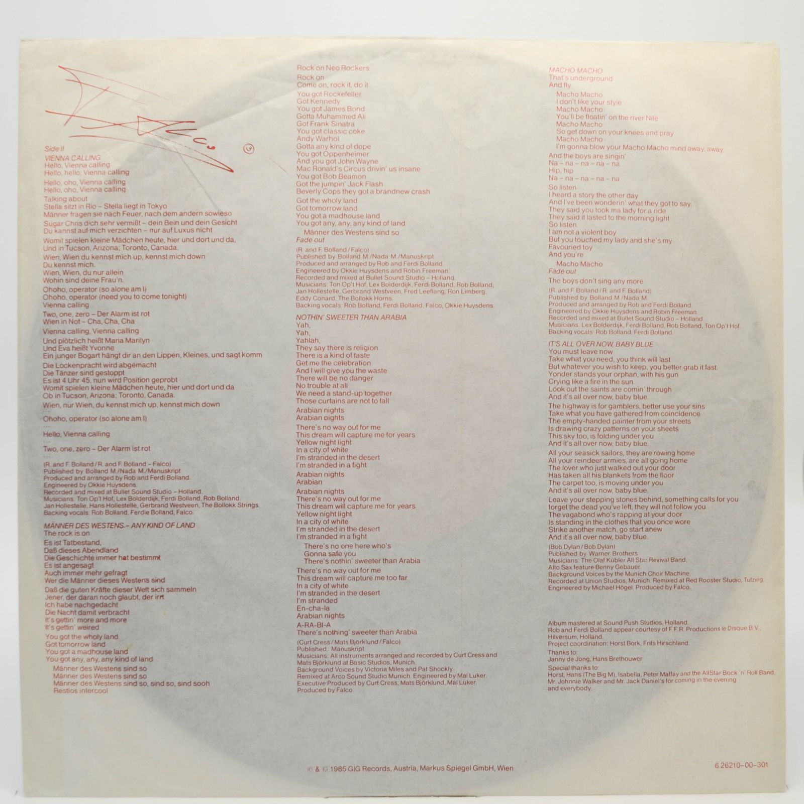 Falco — Falco 3, 1985