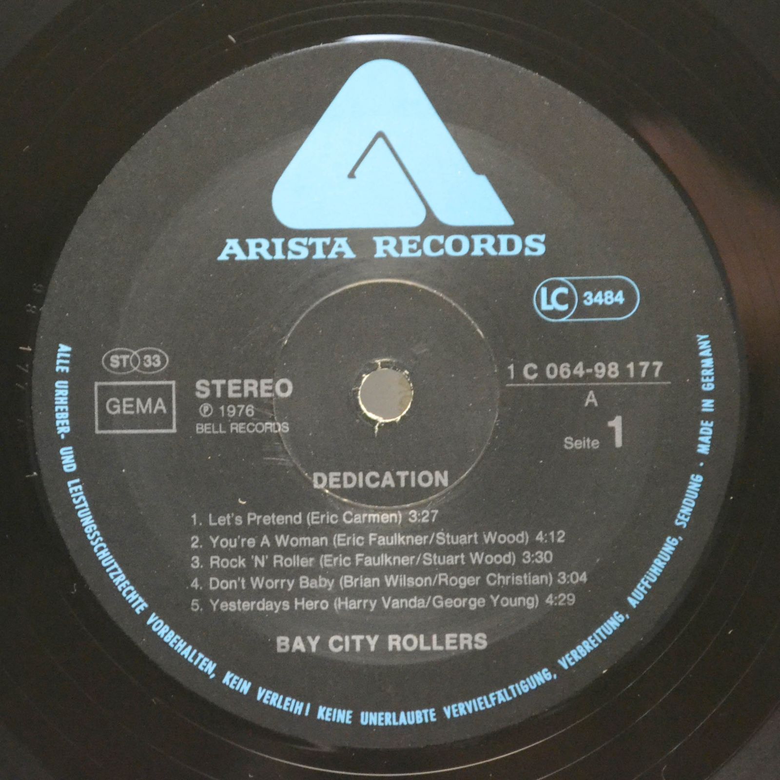 Виниловая пластинка Bay City Rollers — Dedication, 1976