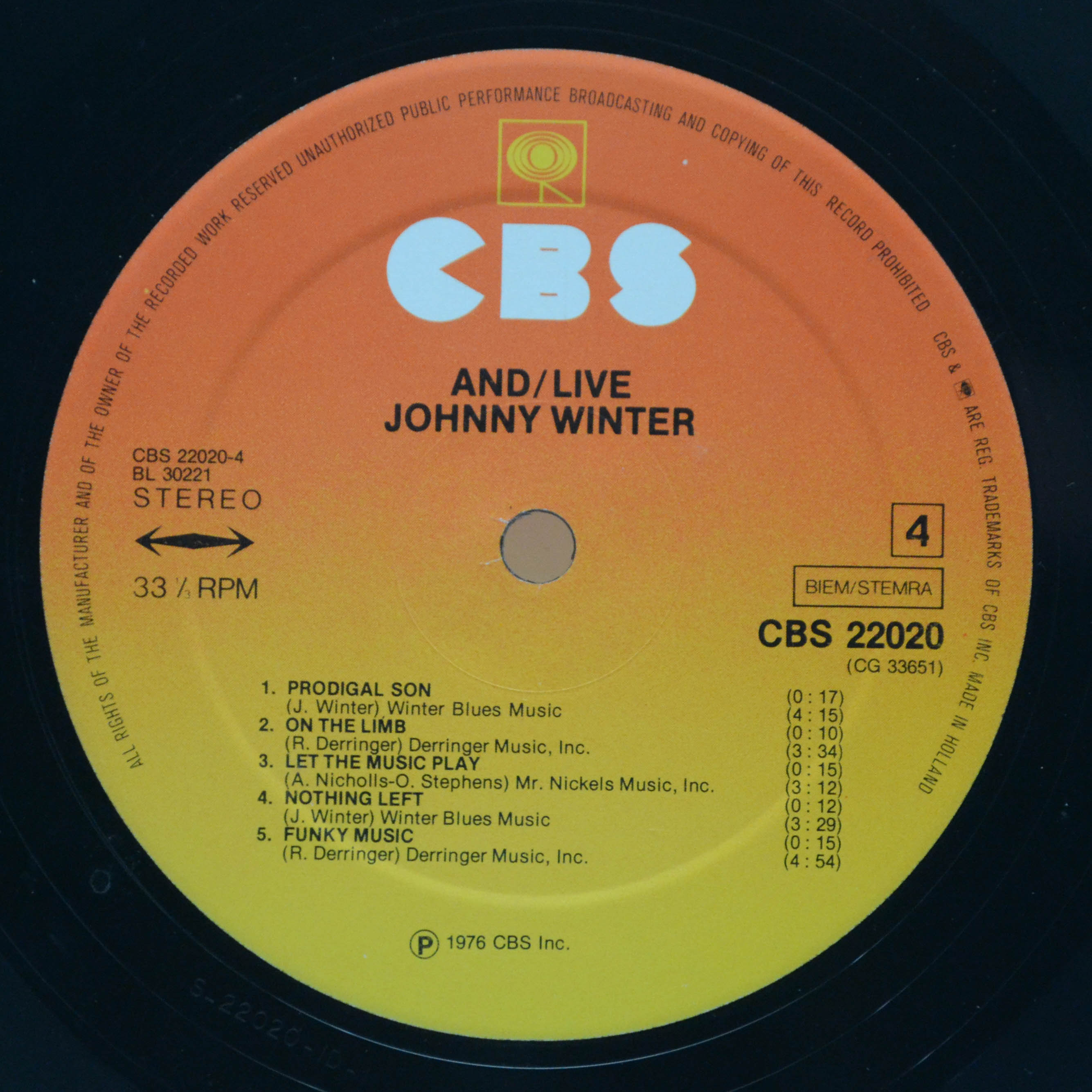 Johnny Winter — And/Live (2LP), 1975