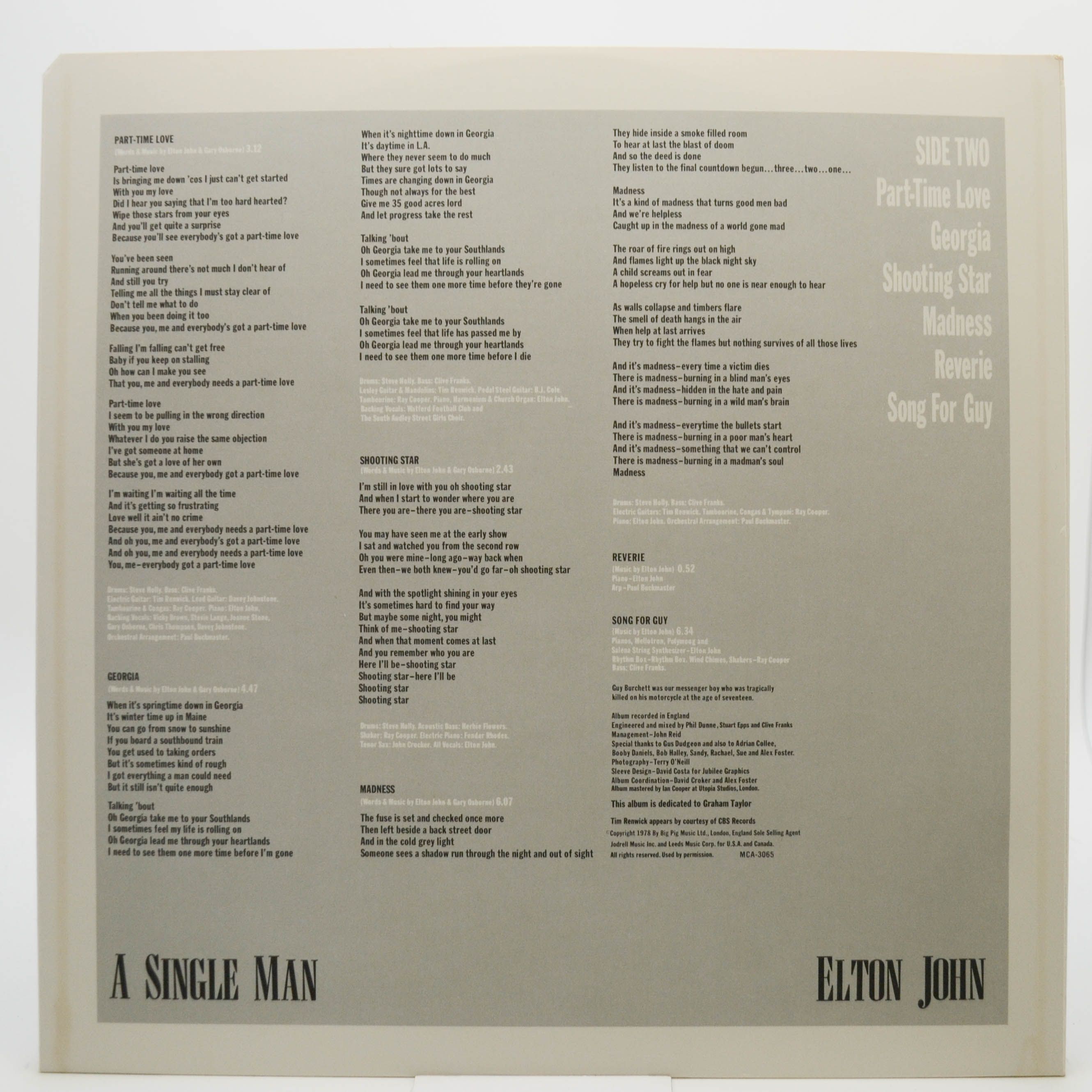Elton John — A Single Man (USA), 1978