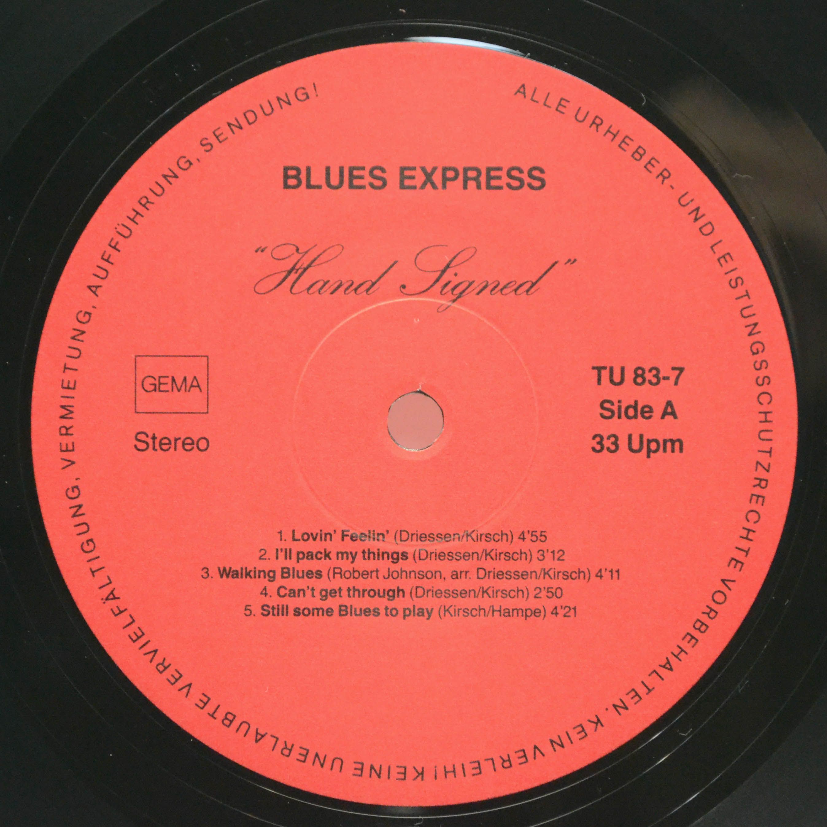Виниловая пластинка Blues Express — Hand Signed, 1987