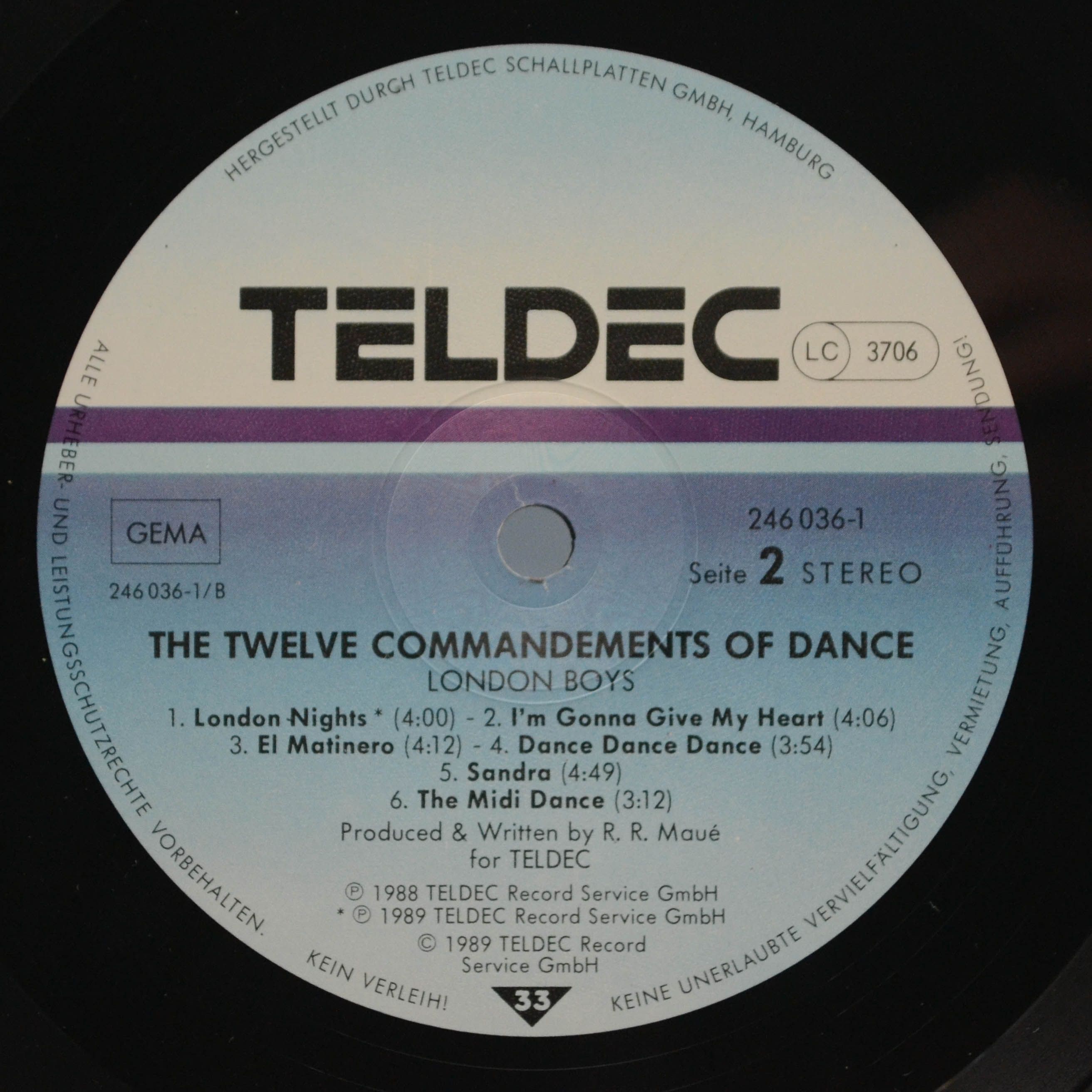 Виниловая пластинка London Boys — The Twelve Commandments Of Dance, 1989