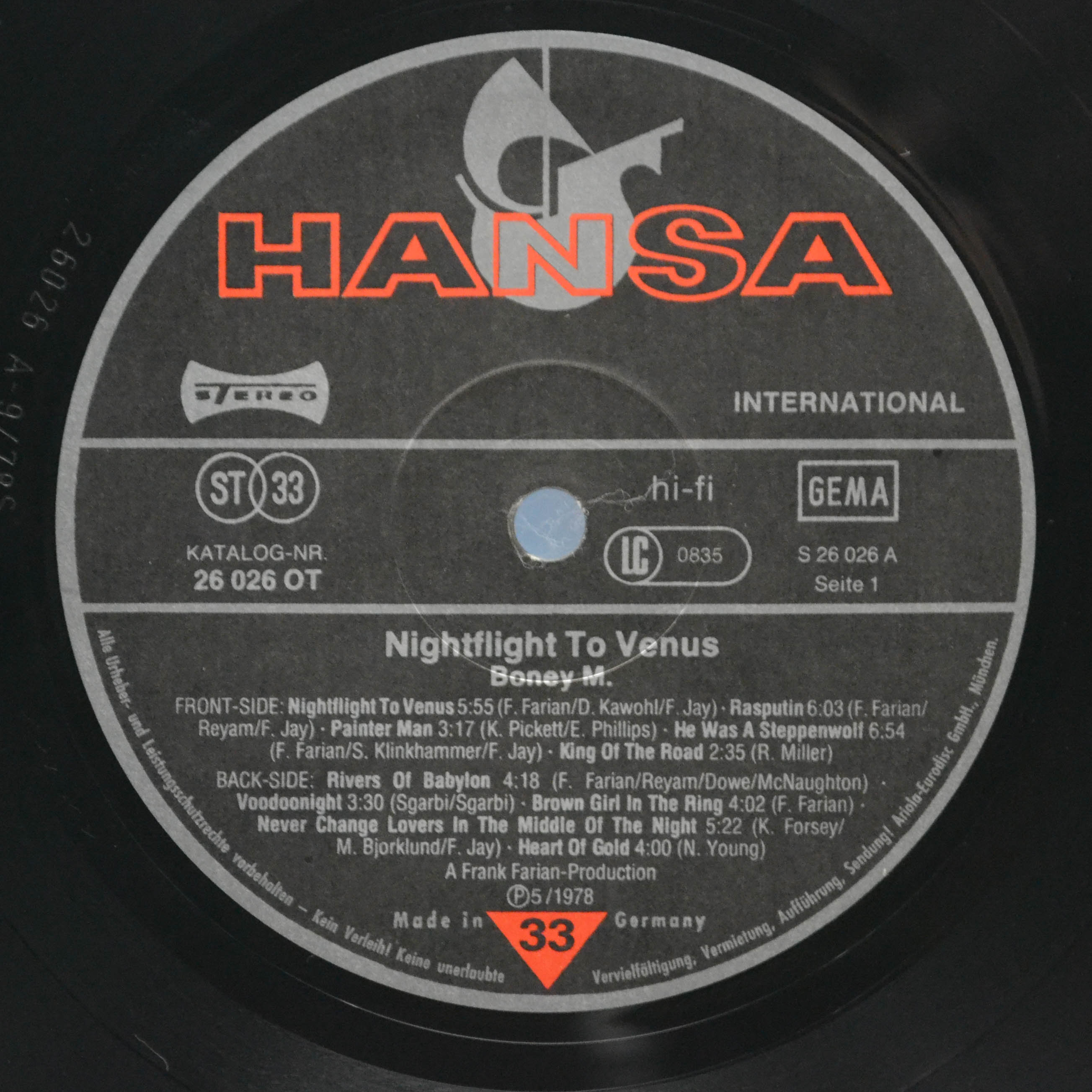 Boney M. — Nightflight To Venus (postcards), 1978