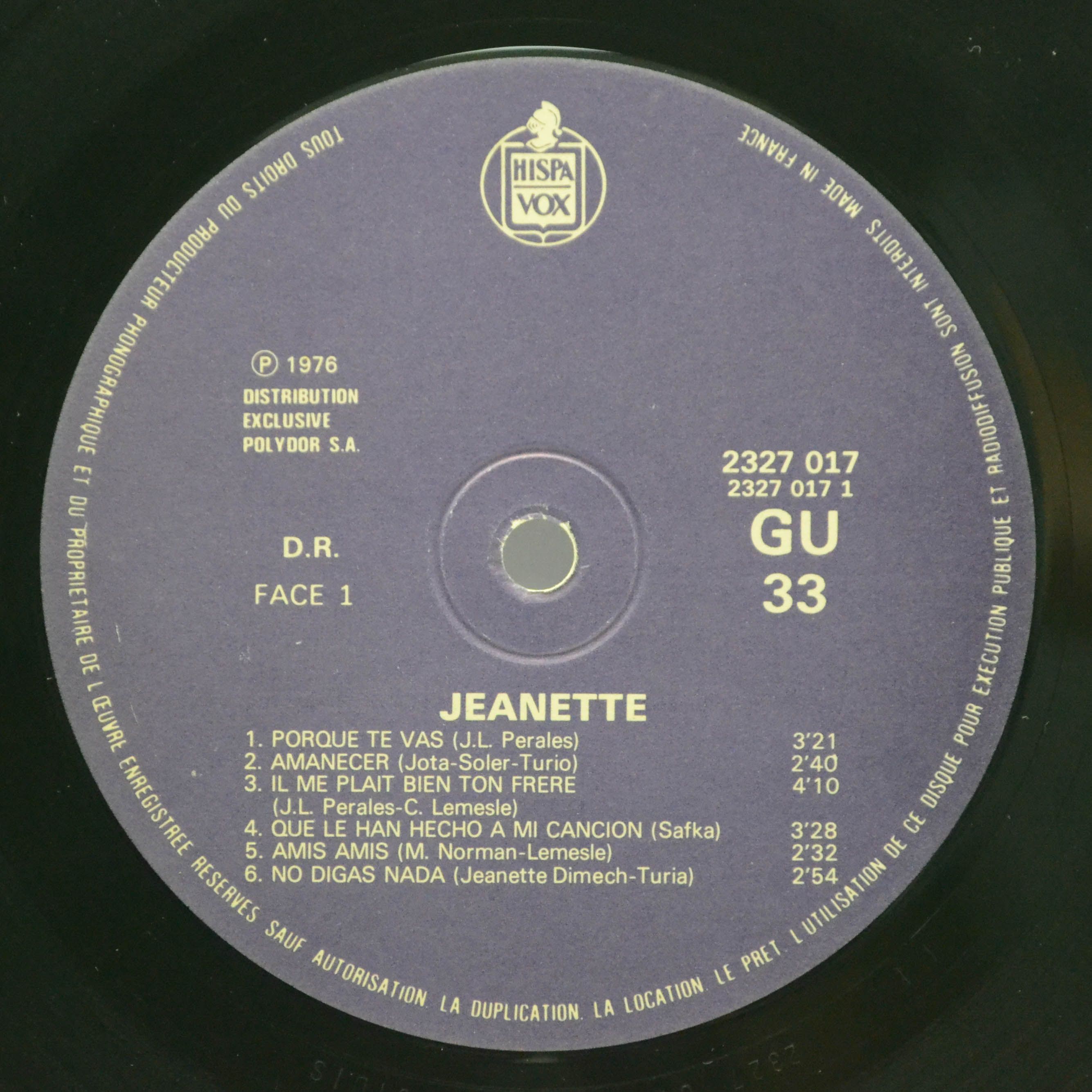 Виниловая пластинка Jeanette — Porque Te Vas, 1976