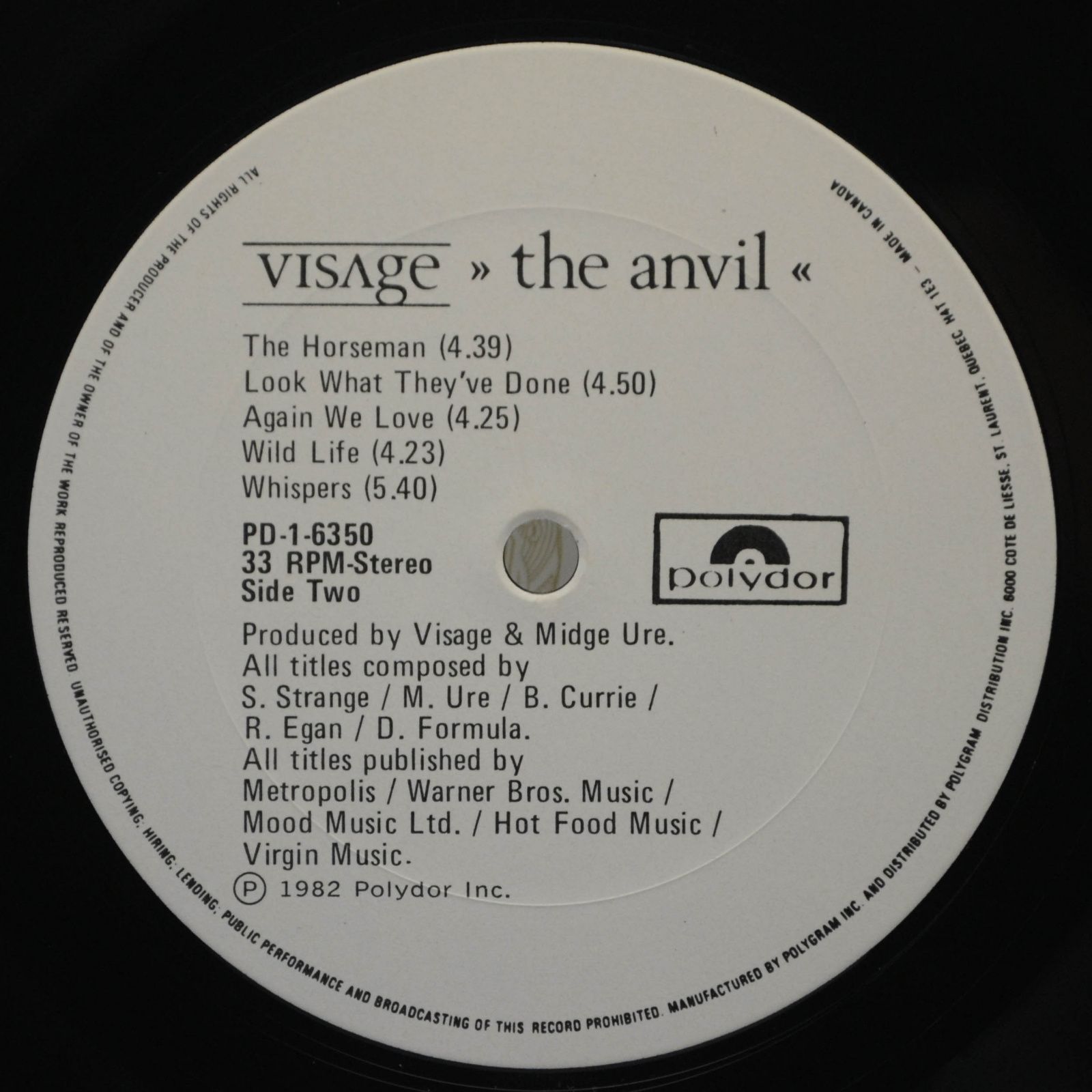 Виниловая пластинка Visage — The Anvil, 1982