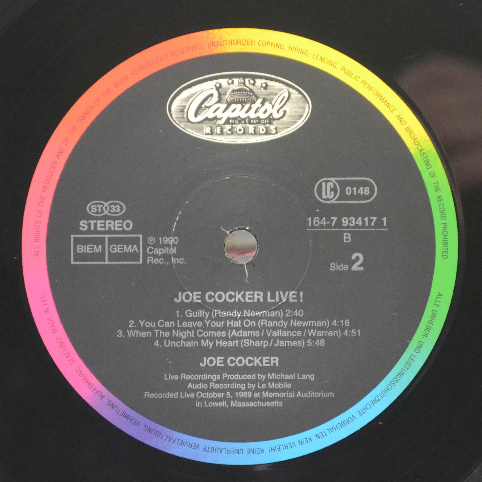 Joe Cocker — Joe Cocker Live (2LP), 1990