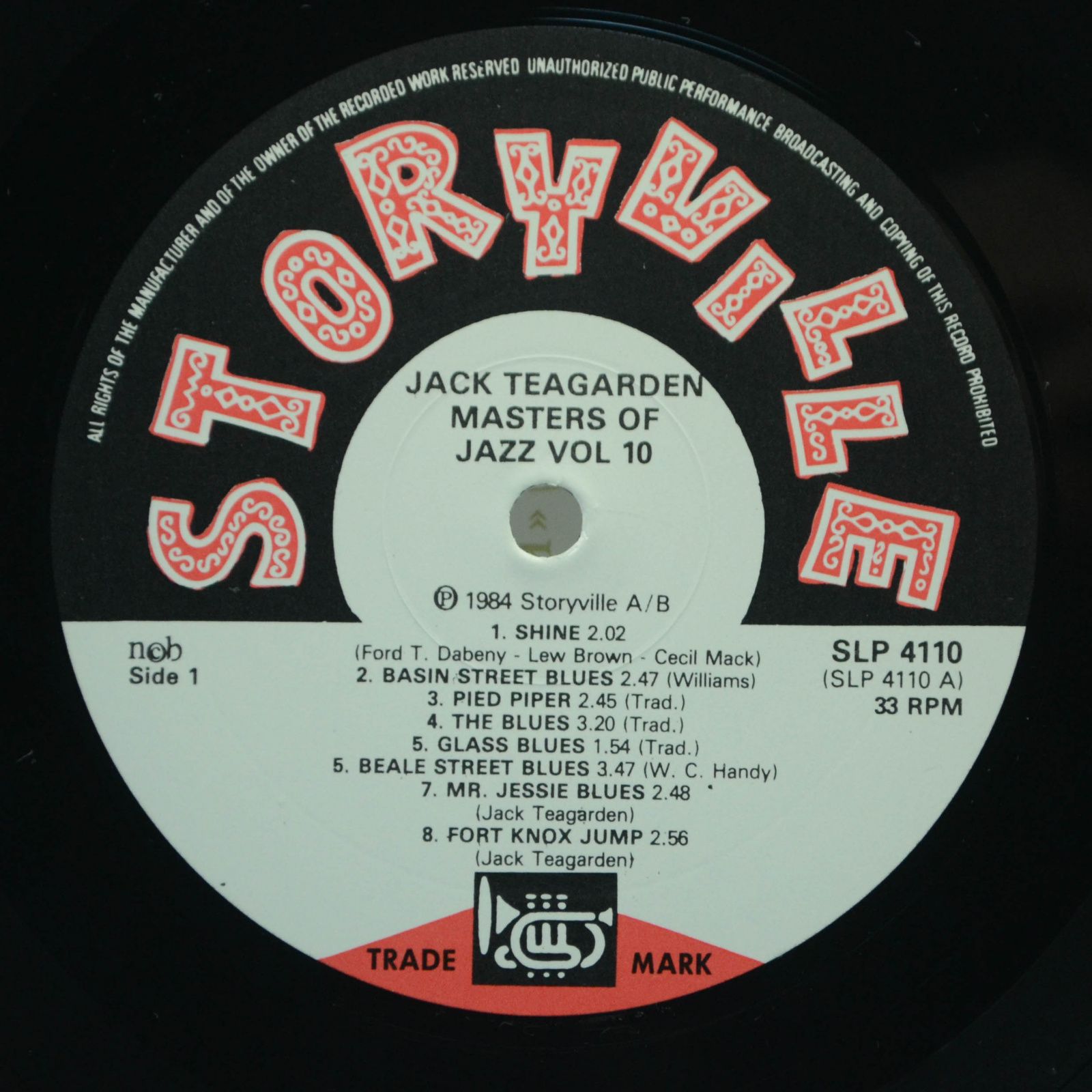 Виниловая пластинка Jack Teagarden — Master Of Jazz, 1984