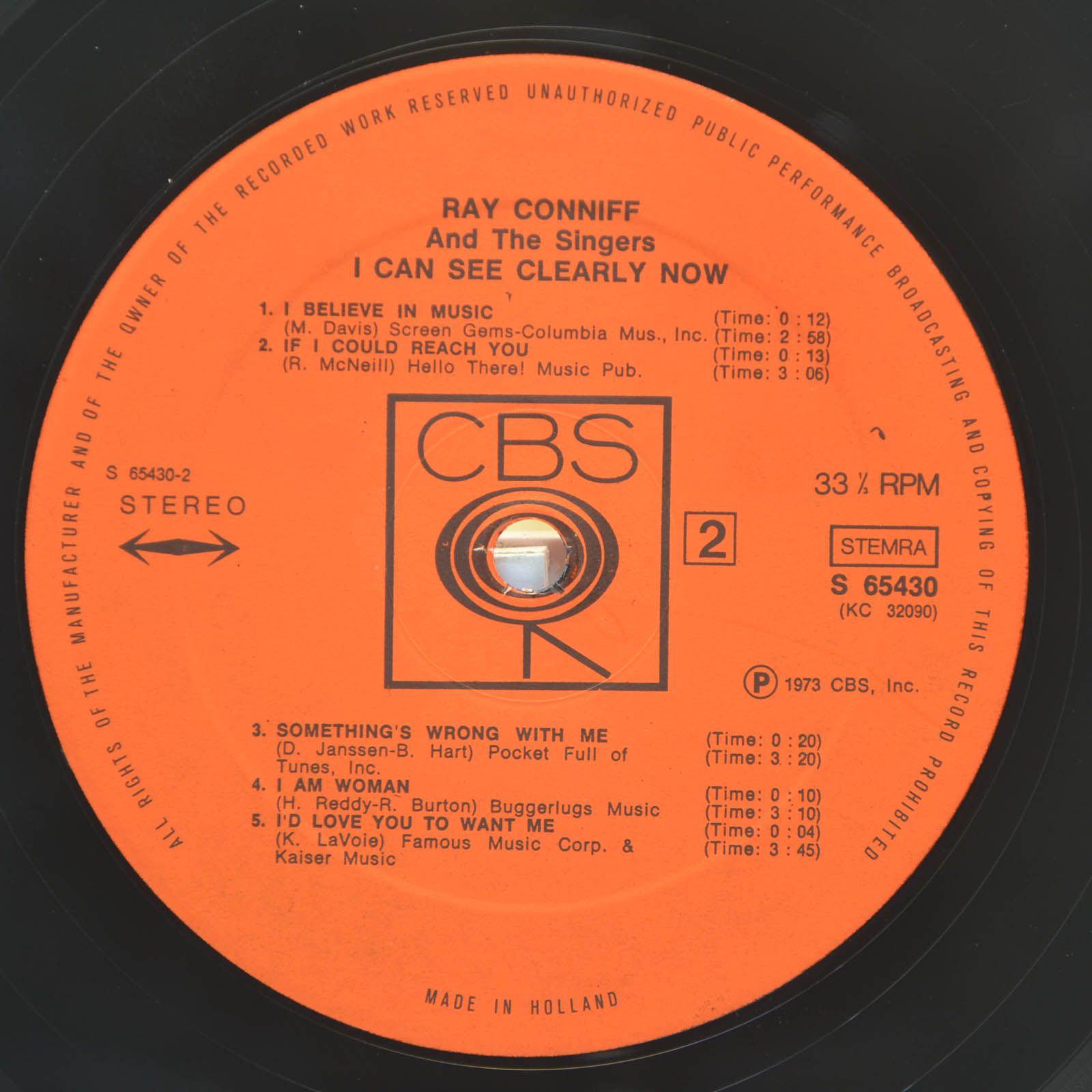 Виниловая пластинка Ray Conniff — I Can See Clearly Now, 1973