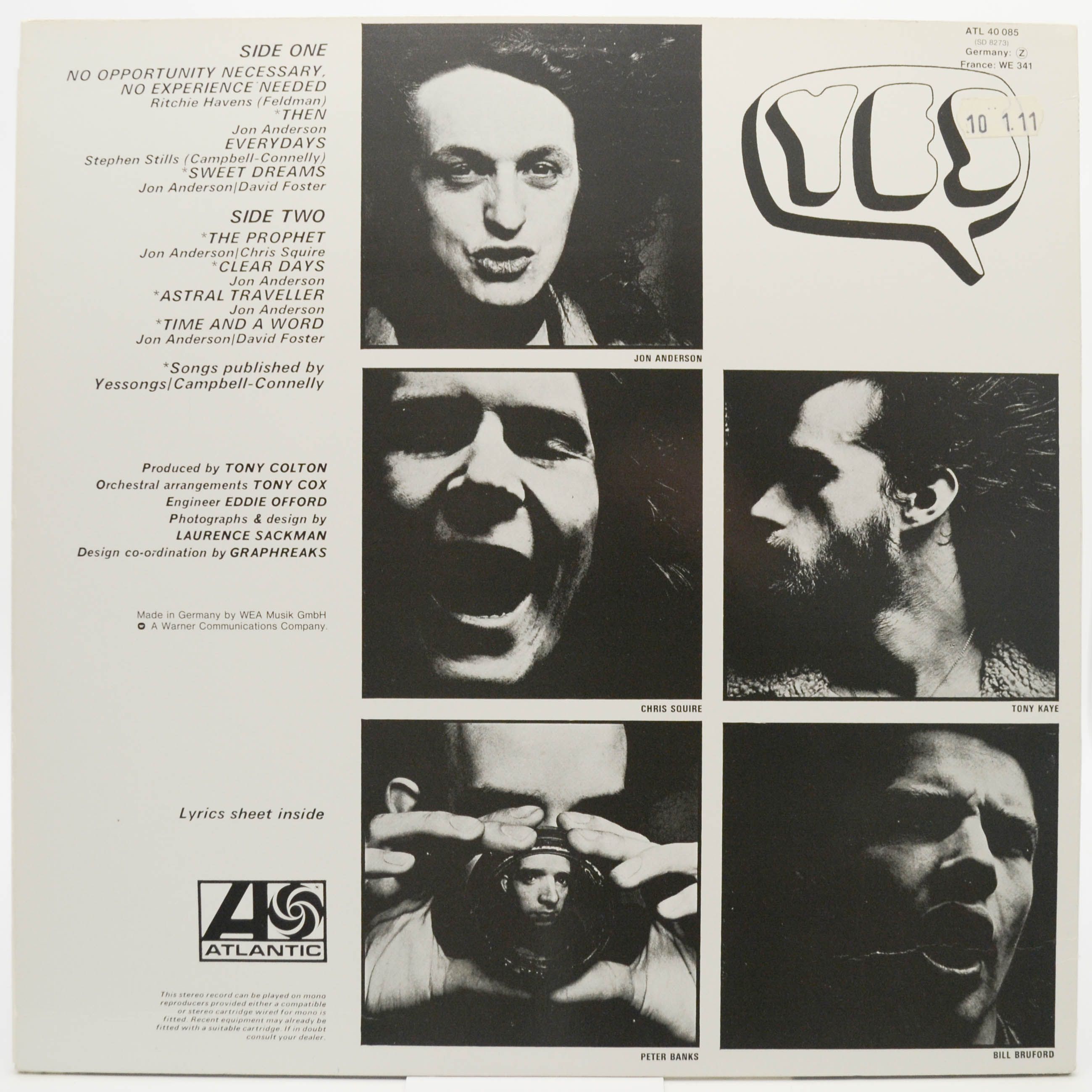 Виниловая пластинка Yes — Time And A Word, 1970