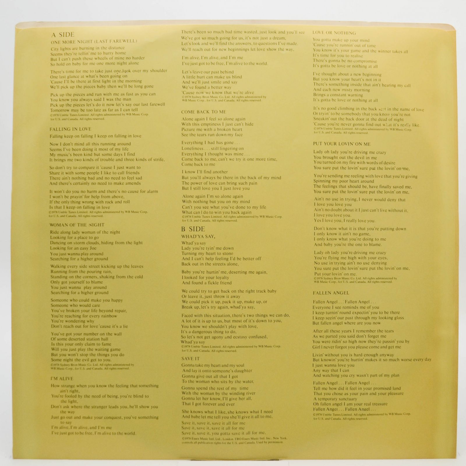 Uriah Heep — Fallen Angel (USA), 1978