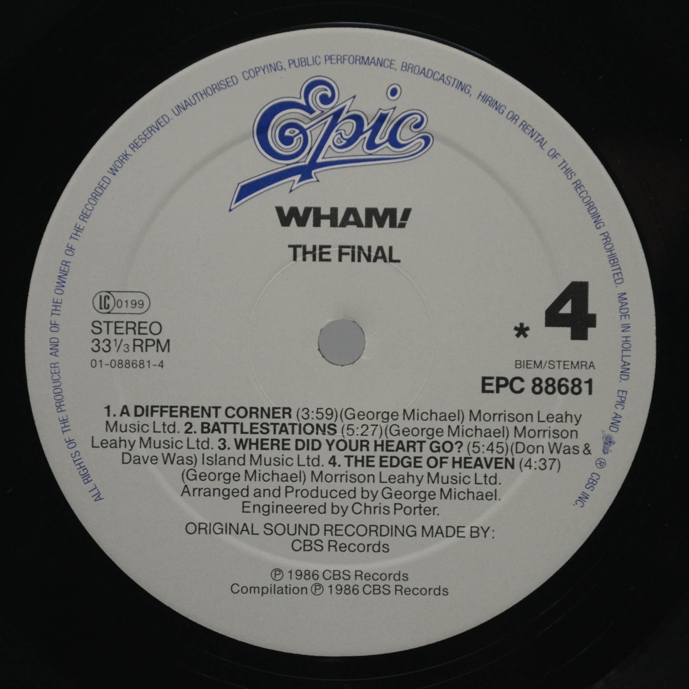 Виниловая пластинка Wham! — The Final (2LP), 1986