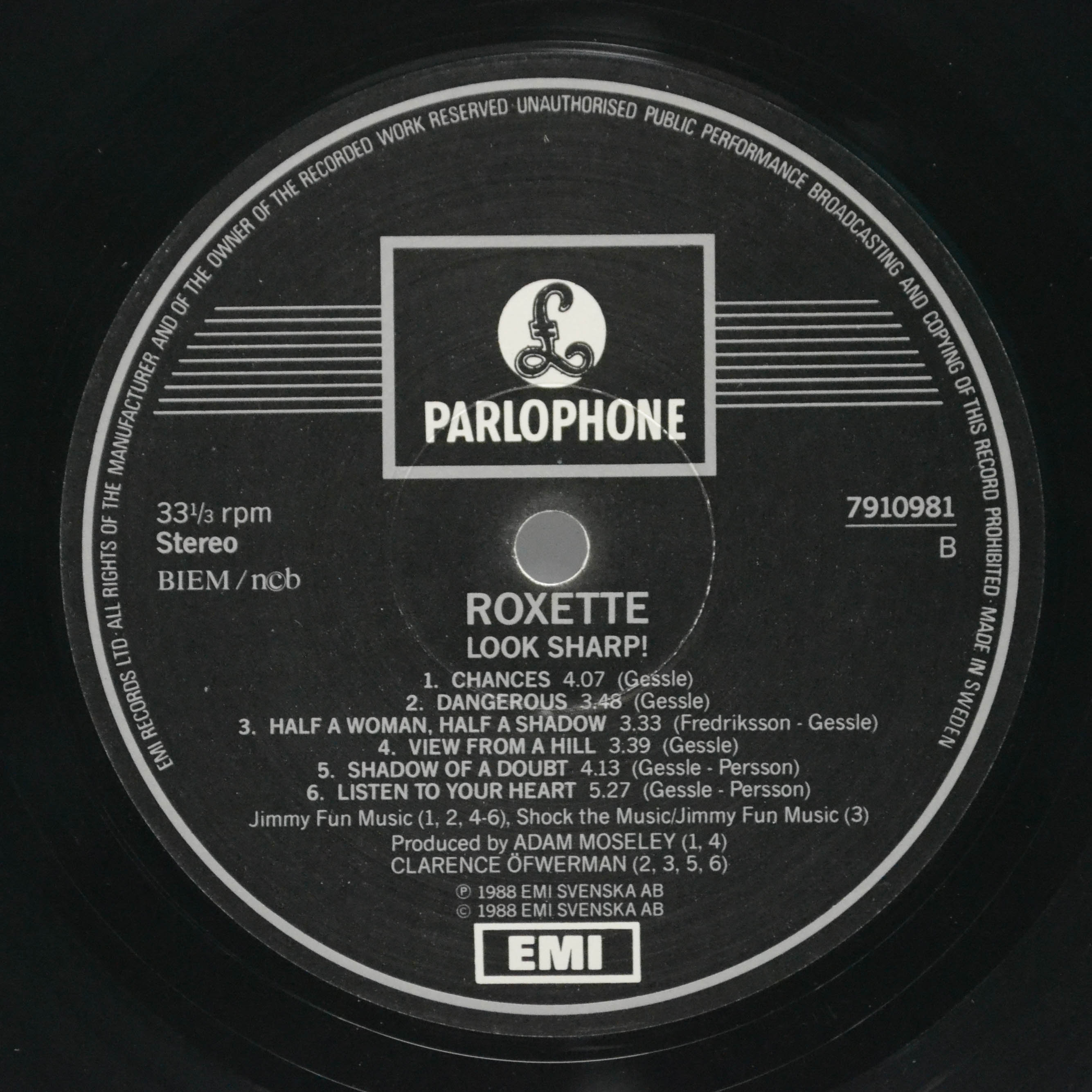 Roxette — Look Sharp! (1-st, Sweden), 1988