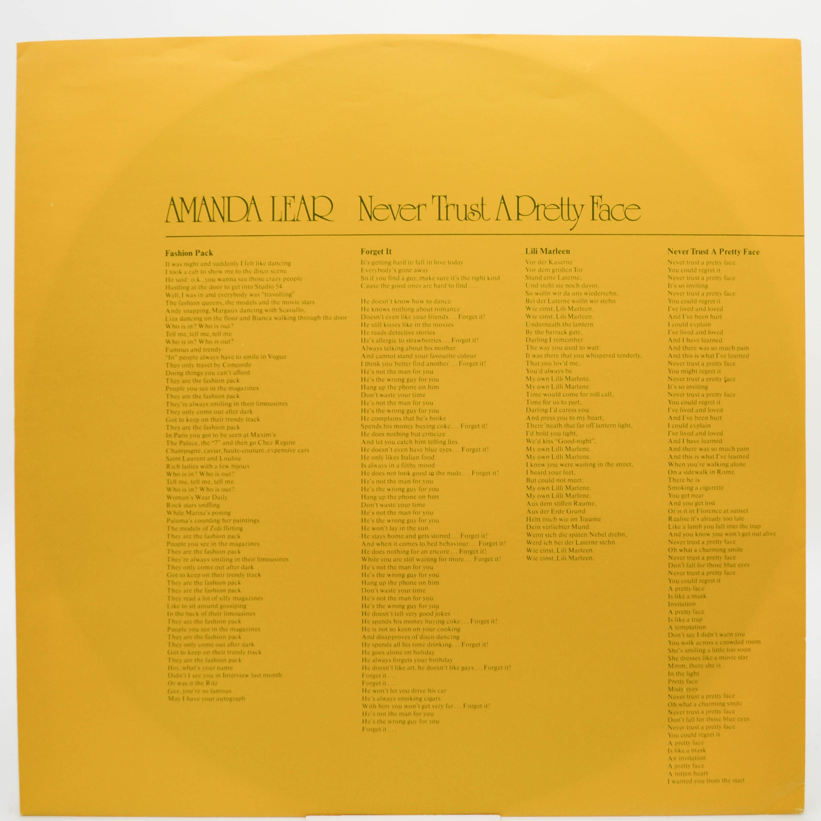 Виниловая пластинка Amanda Lear — Never Trust A Pretty Face, 1979