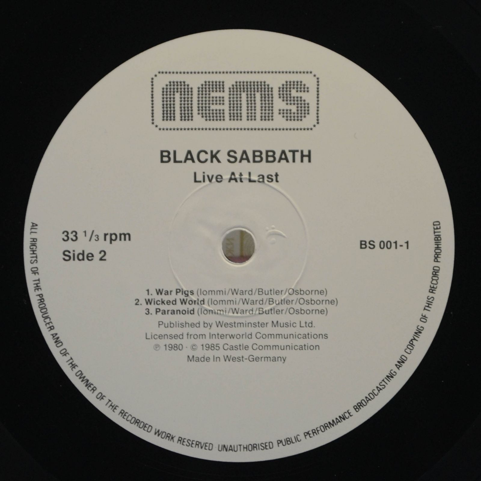 Black Sabbath — Live At Last, 1980