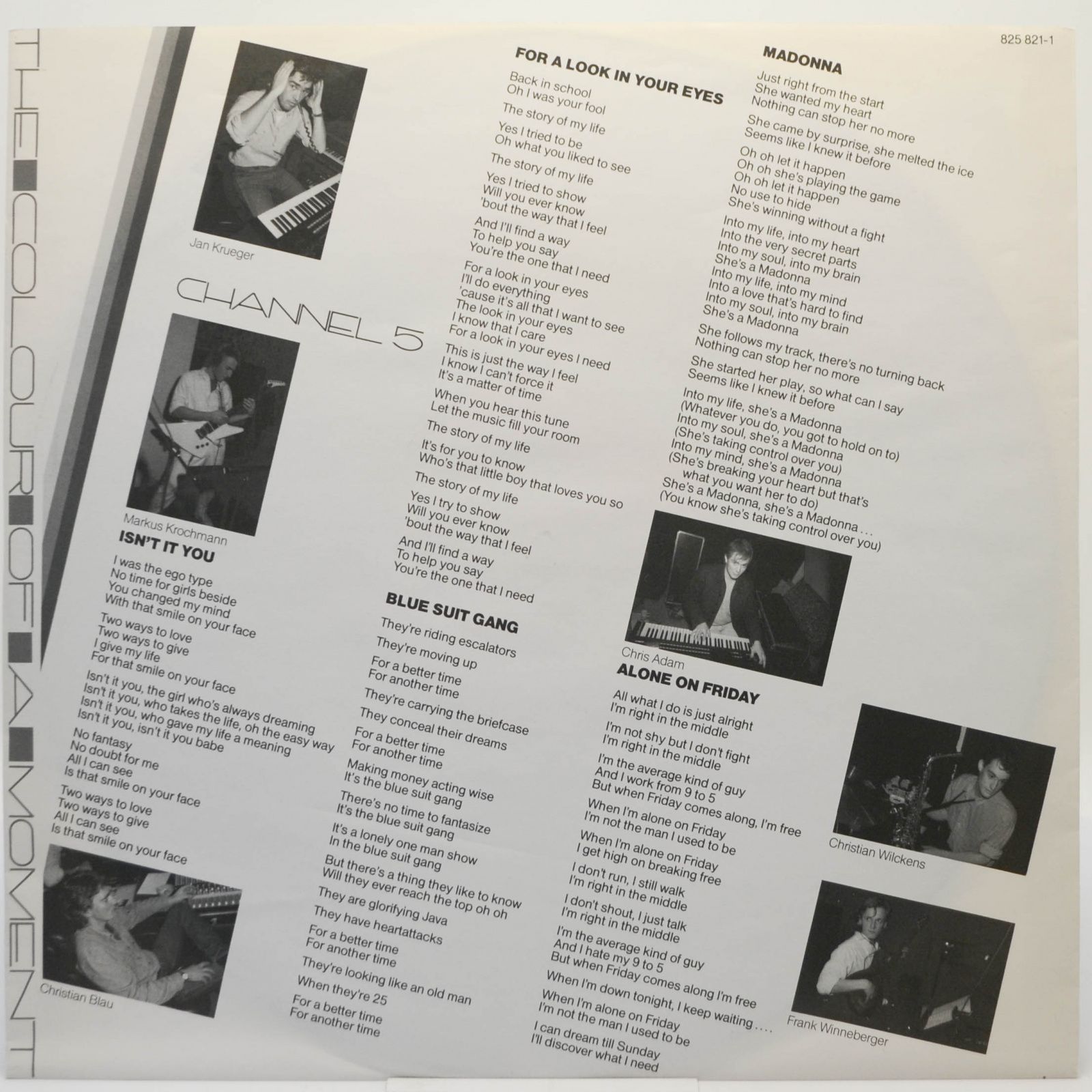 Виниловая пластинка Channel 5 — The Colour Of A Moment, 1985