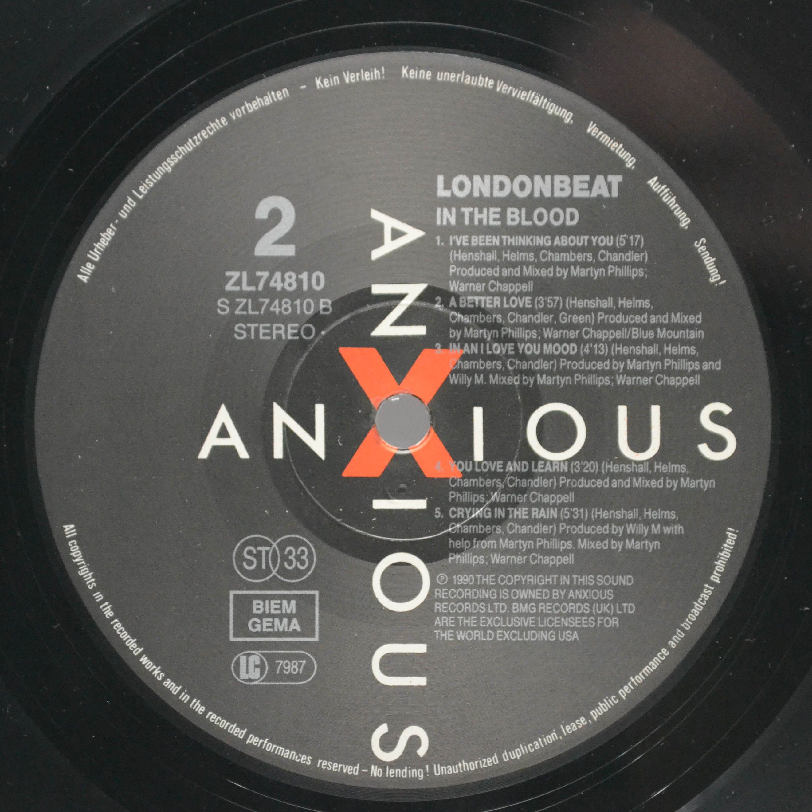 Виниловая пластинка Londonbeat — In The Blood, 1990