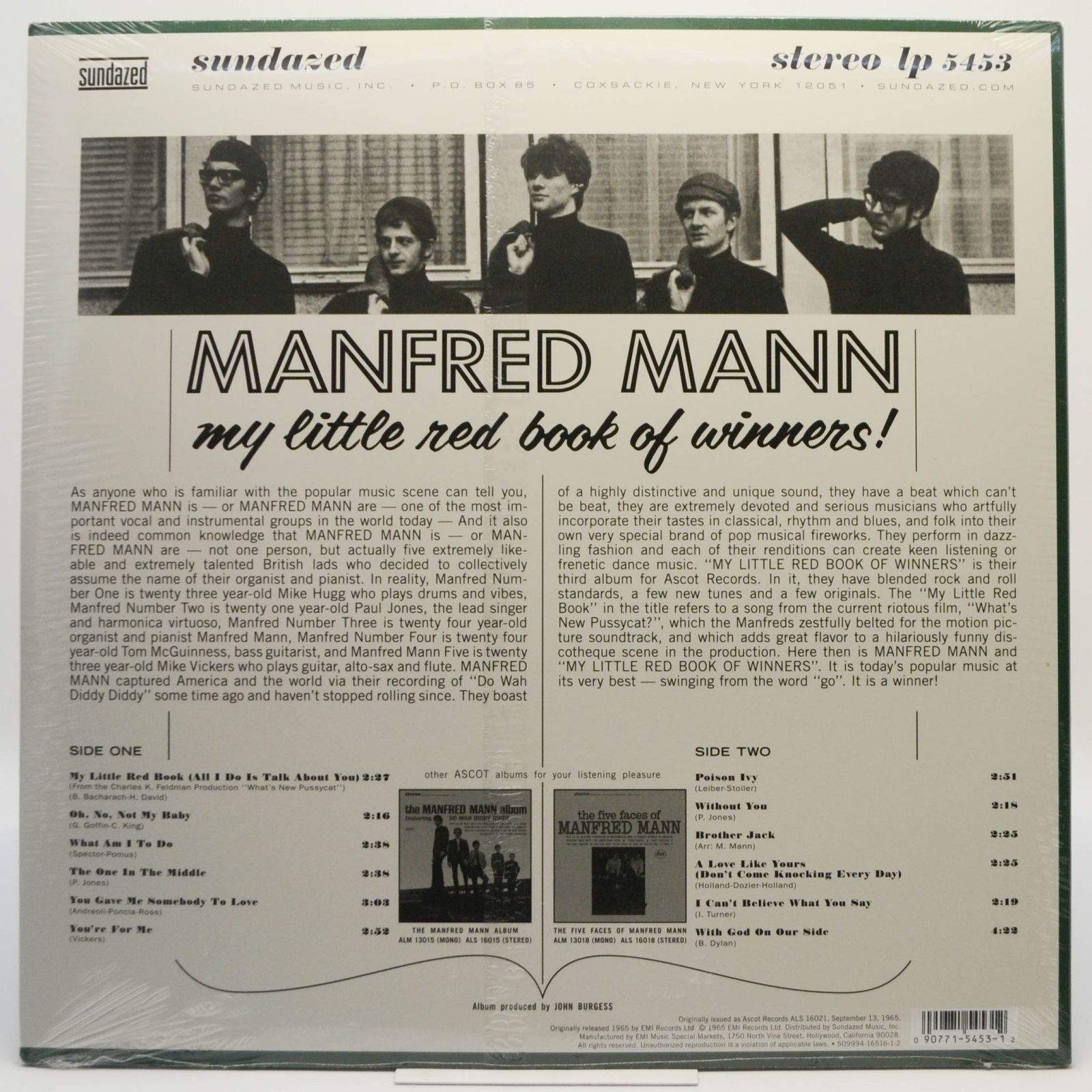 Виниловая пластинка Manfred Mann — My Little Red Book Of Winners, 2013