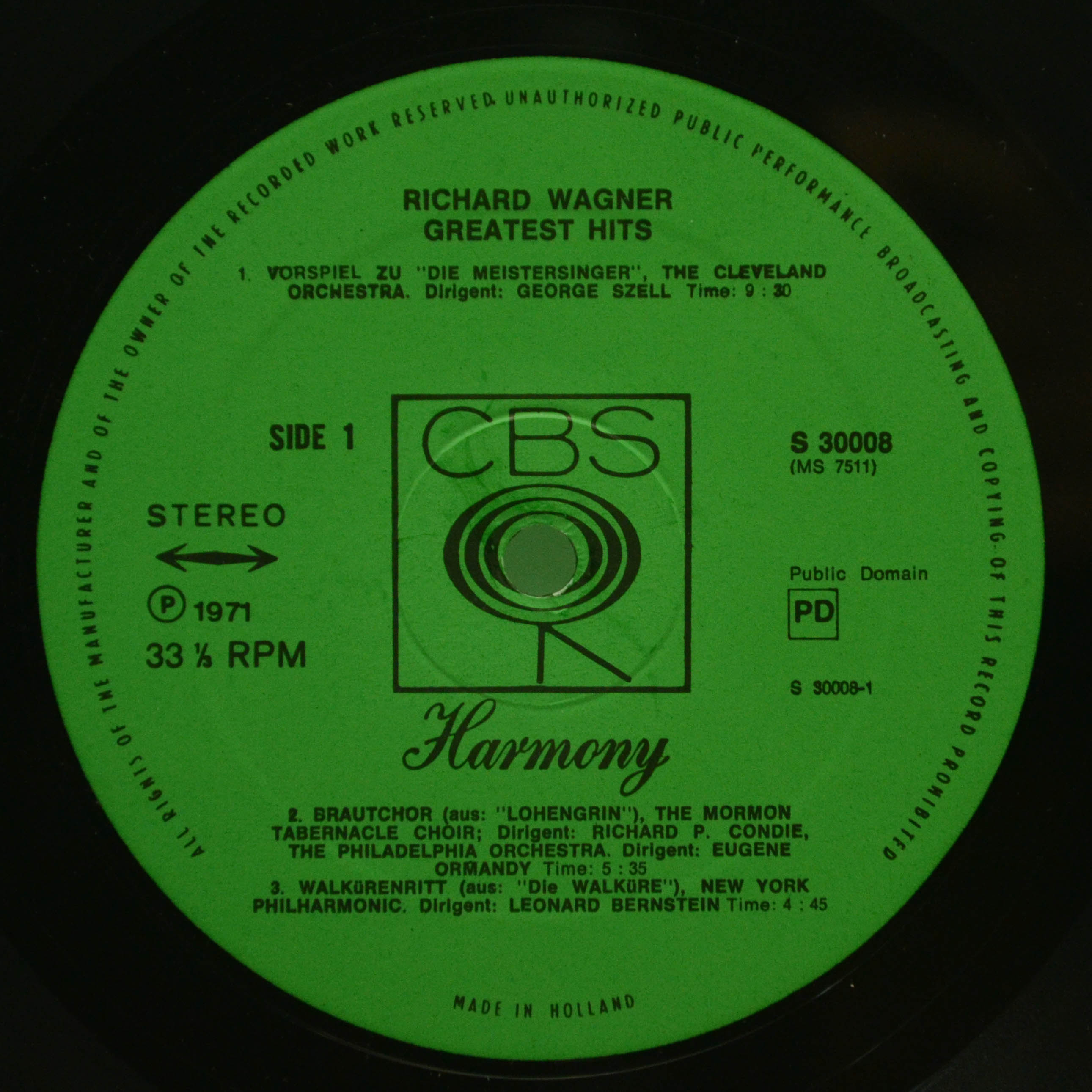 Виниловая пластинка Wagner — Greatest Hits, 1971