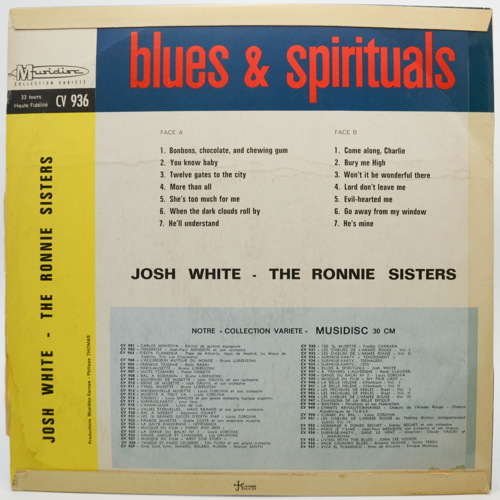 Виниловая пластинка Josh White - The Ronnie Sisters — Blues & Spirituals, 1973