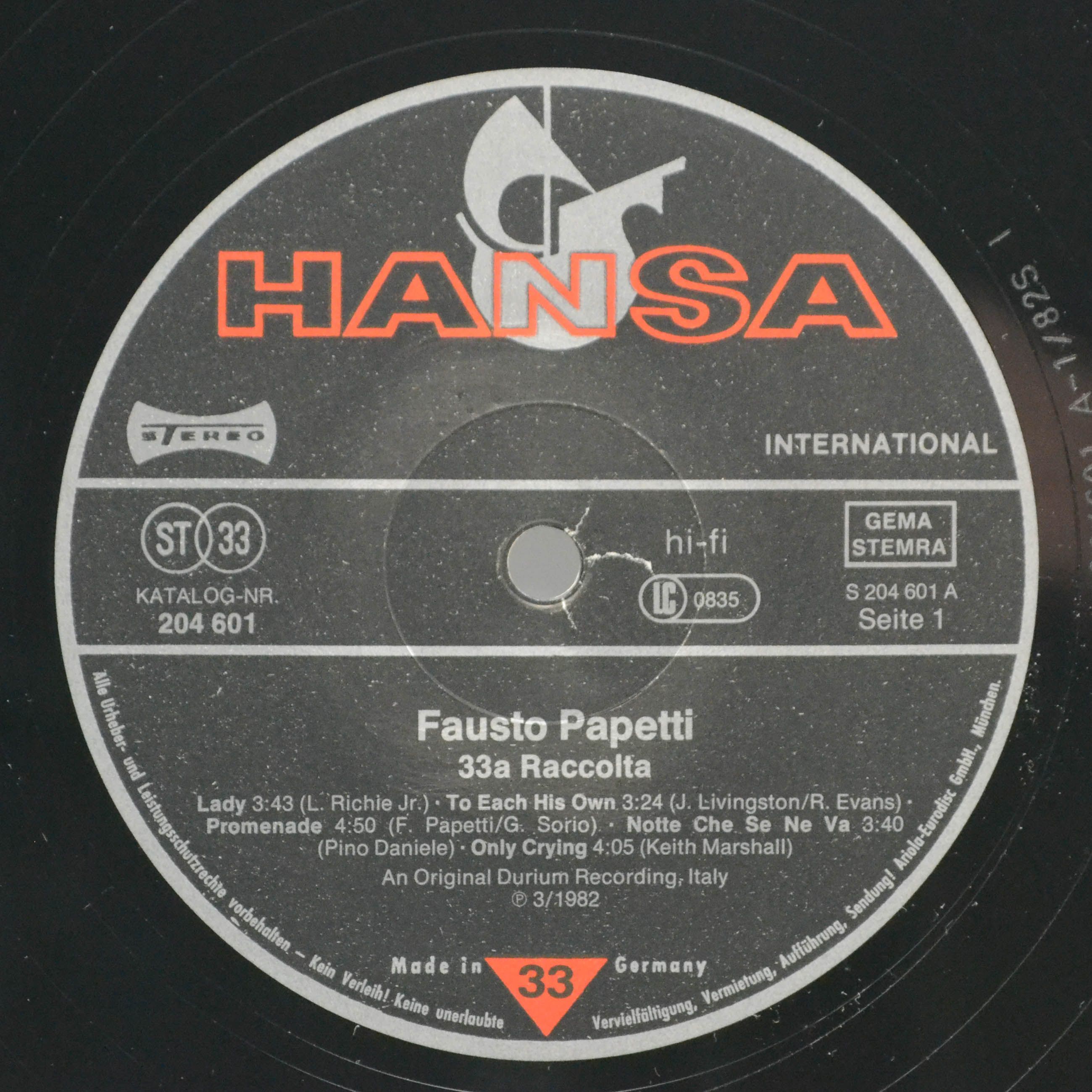 Fausto Papetti — 33a Raccolta, 1982