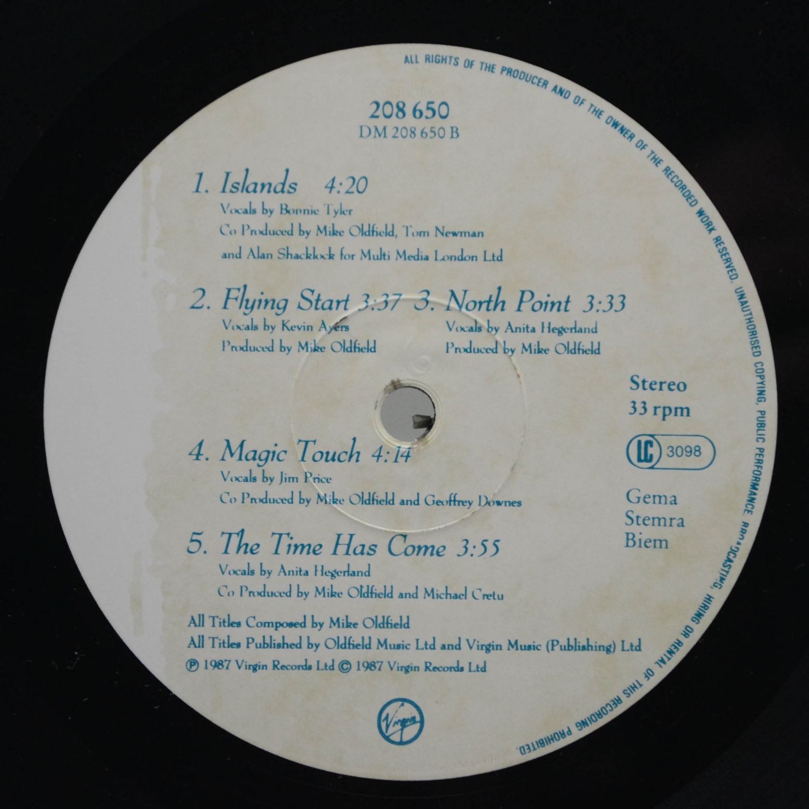 Mike Oldfield — Islands, 1987