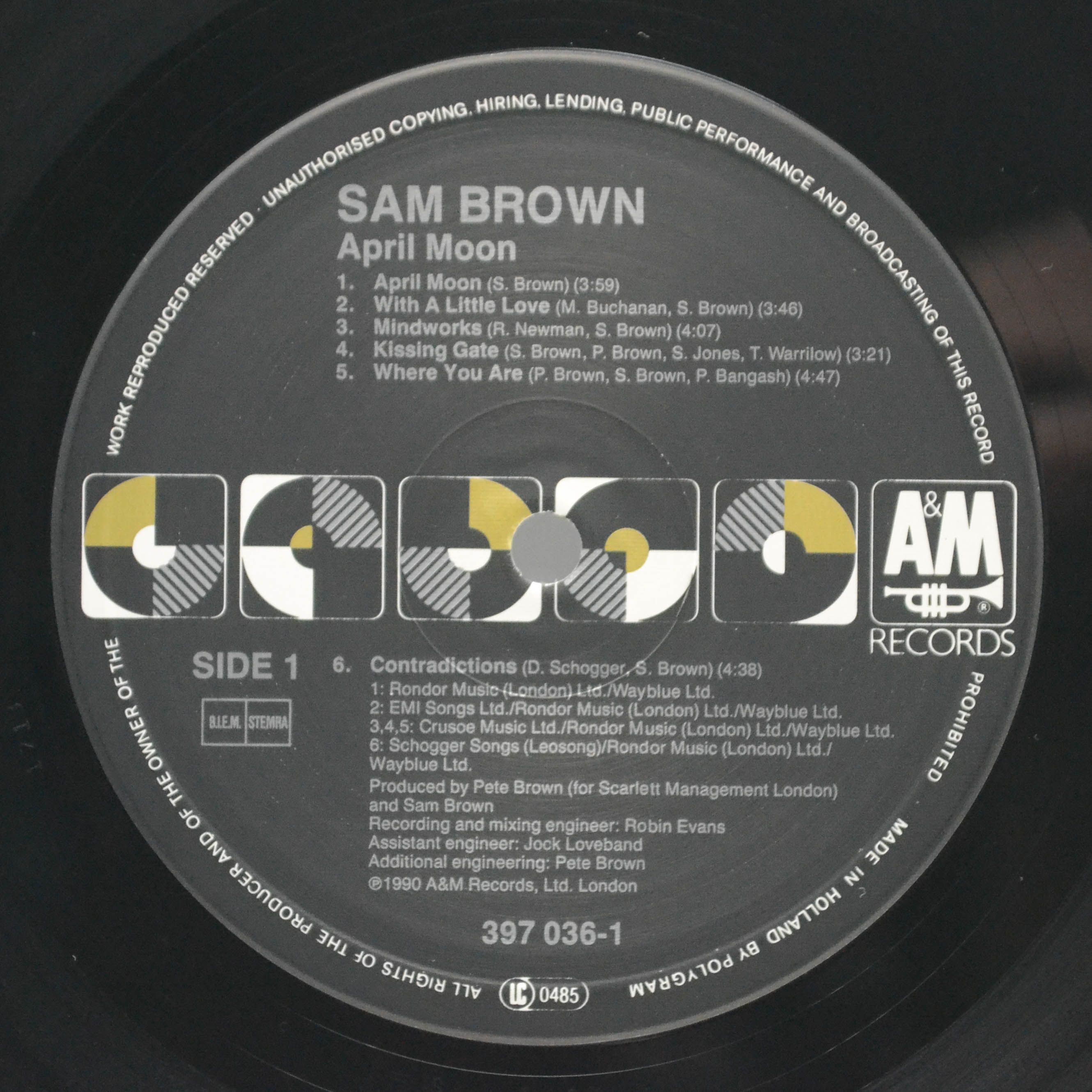 Виниловая пластинка Sam Brown — April Moon, 1990