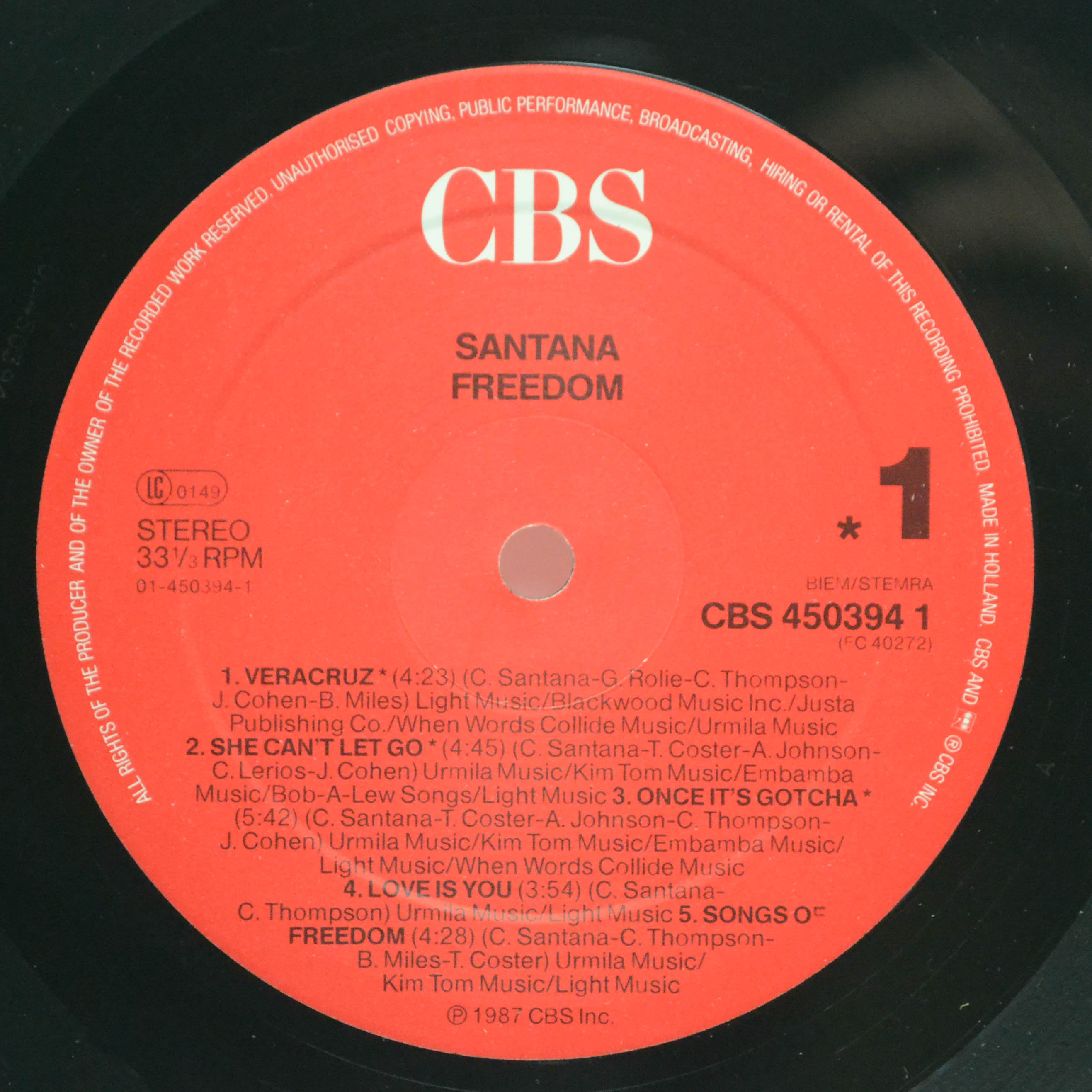 Santana — Freedom, 1987