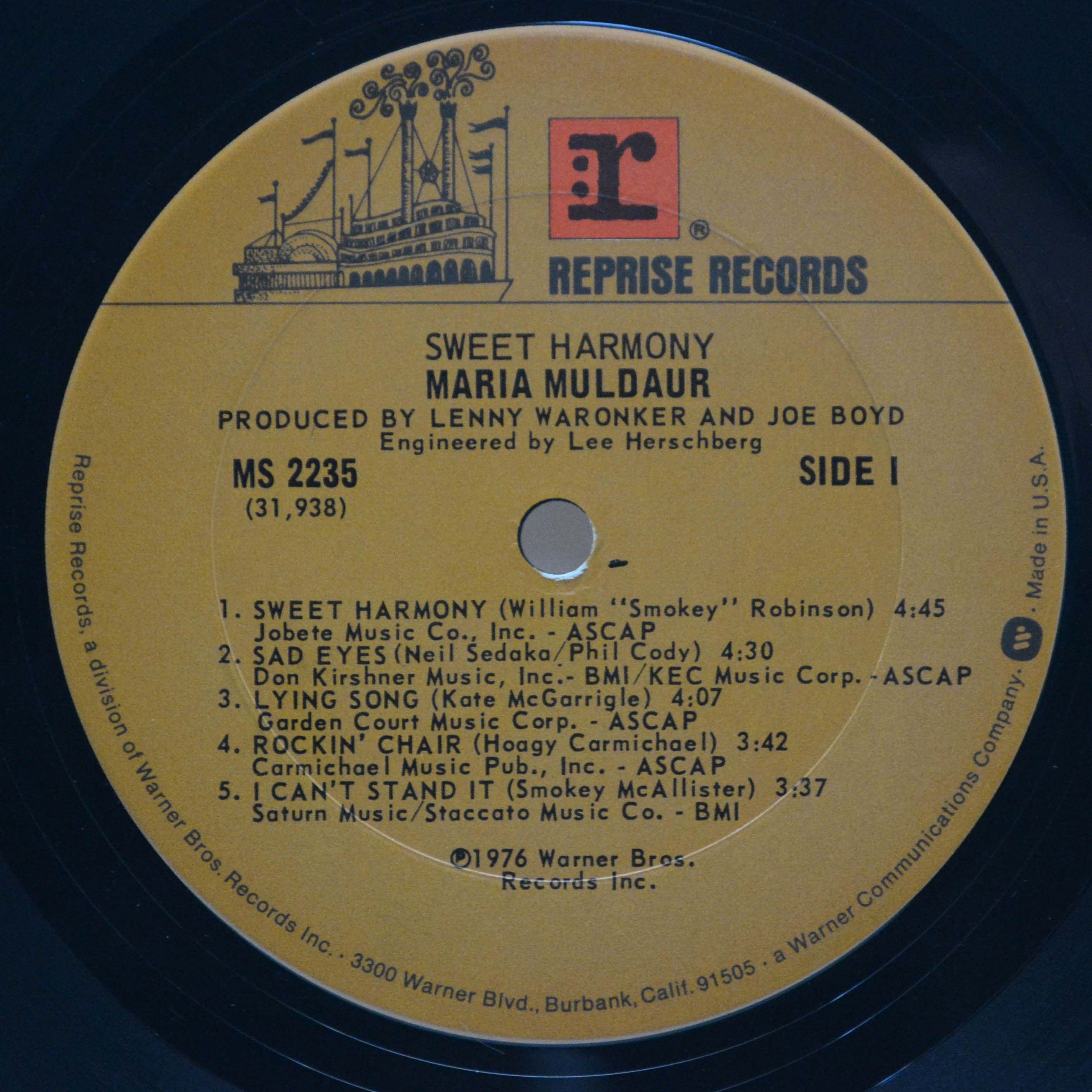 Виниловая пластинка Maria Muldaur — Sweet Harmony (1-st, USA), 1976
