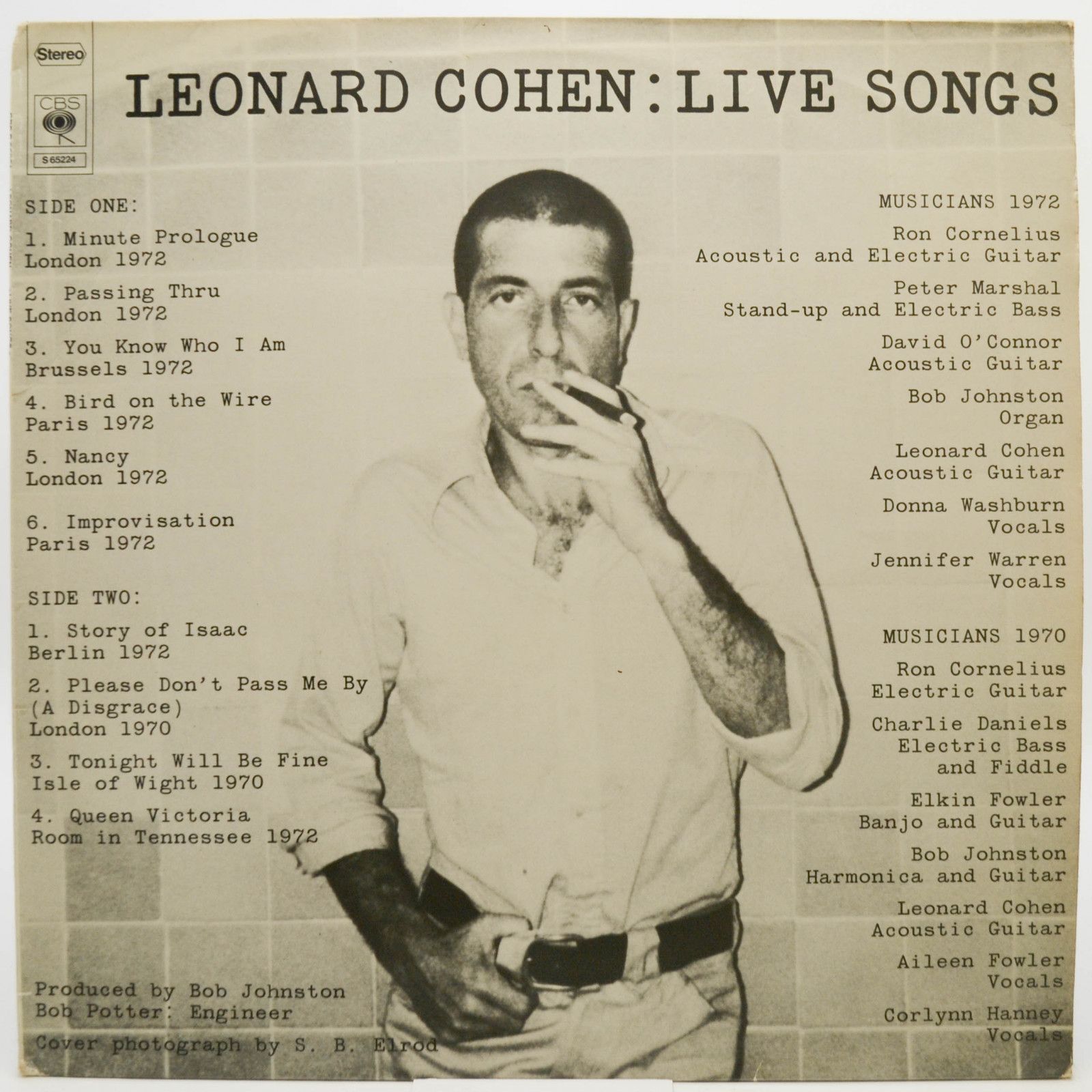 Leonard Cohen — Live Songs, 1973