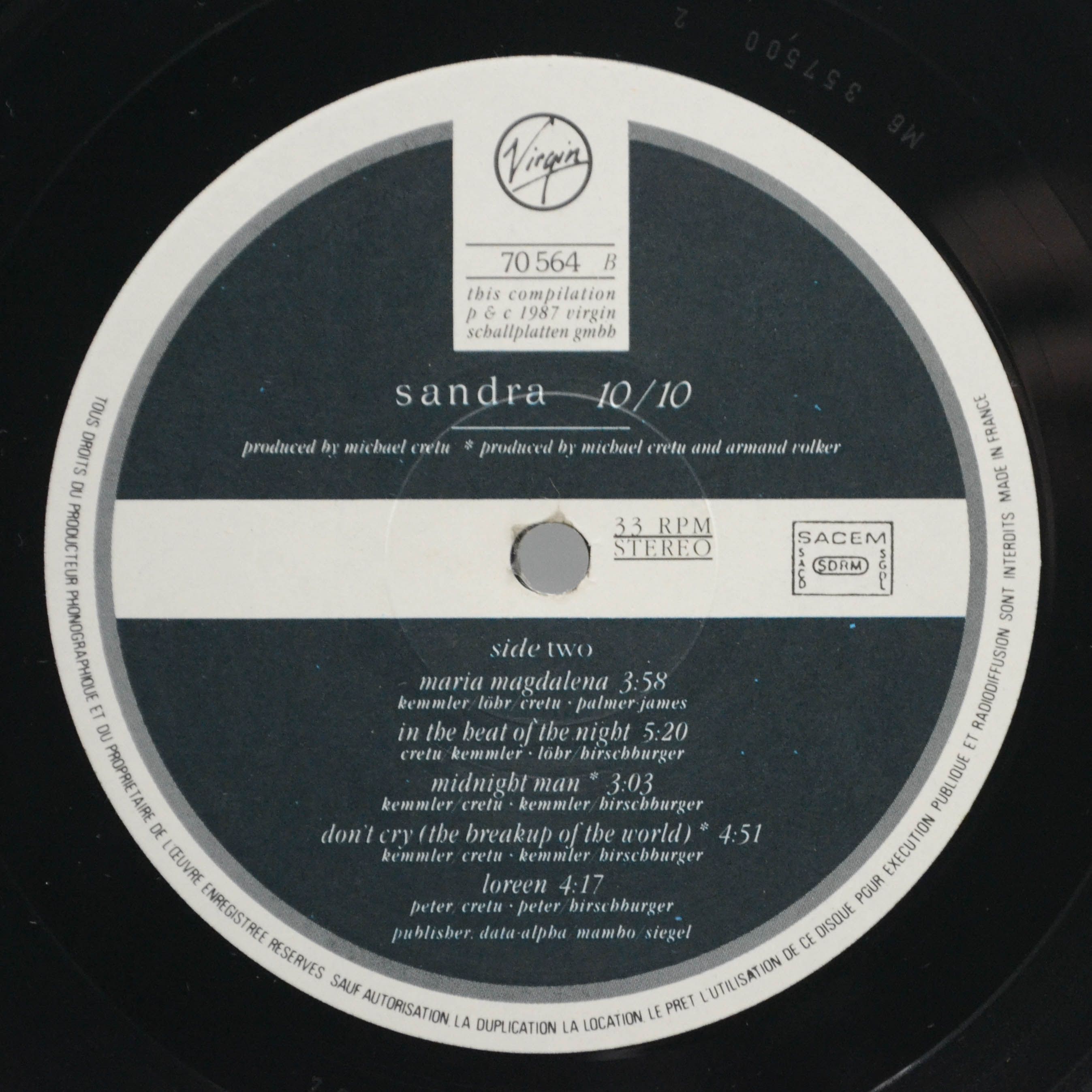 Sandra — 10/10, 1987