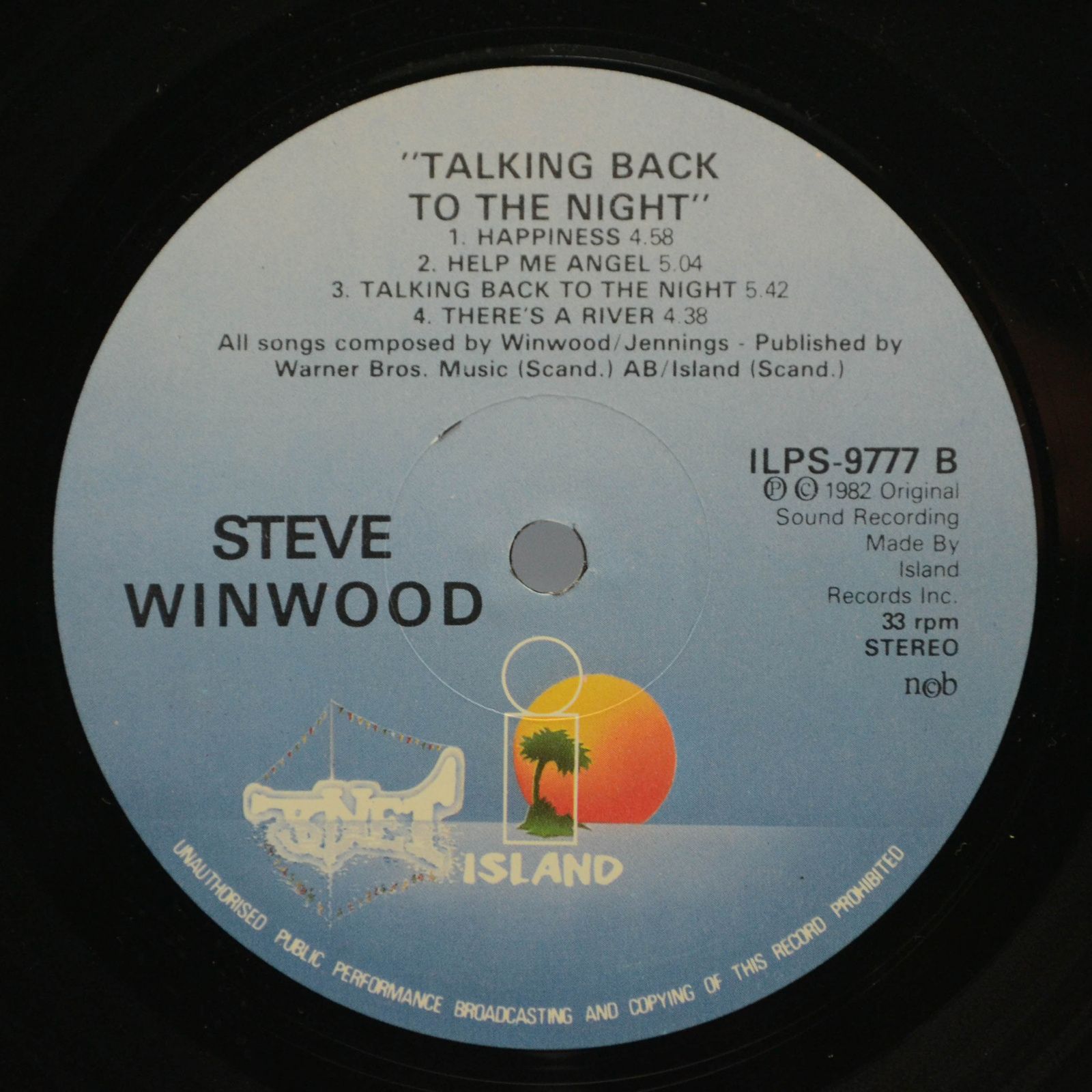 Виниловая пластинка Steve Winwood — Talking Back To The Night, 1982