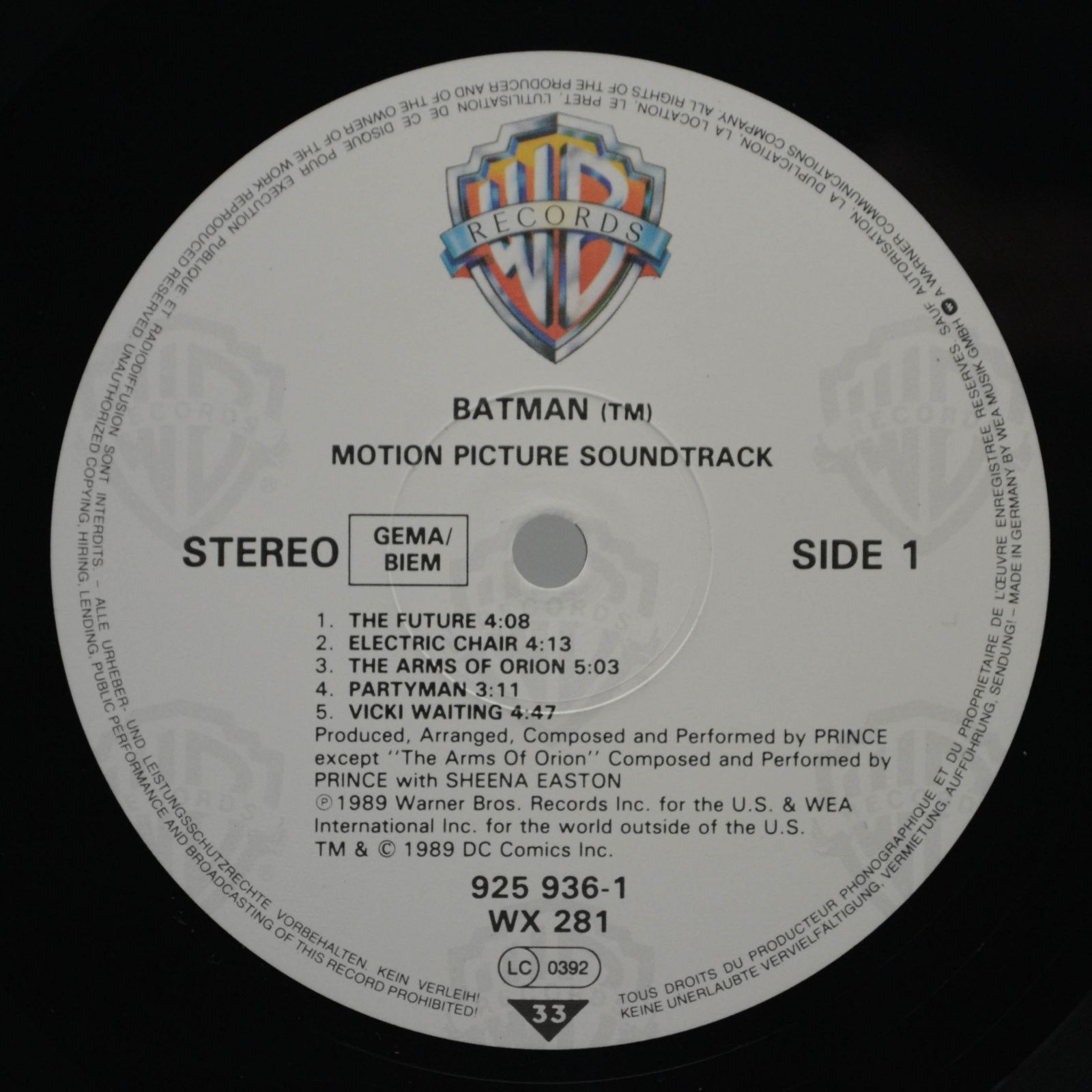 Виниловая пластинка Prince — Batman™ (Motion Picture Soundtrack), 1989