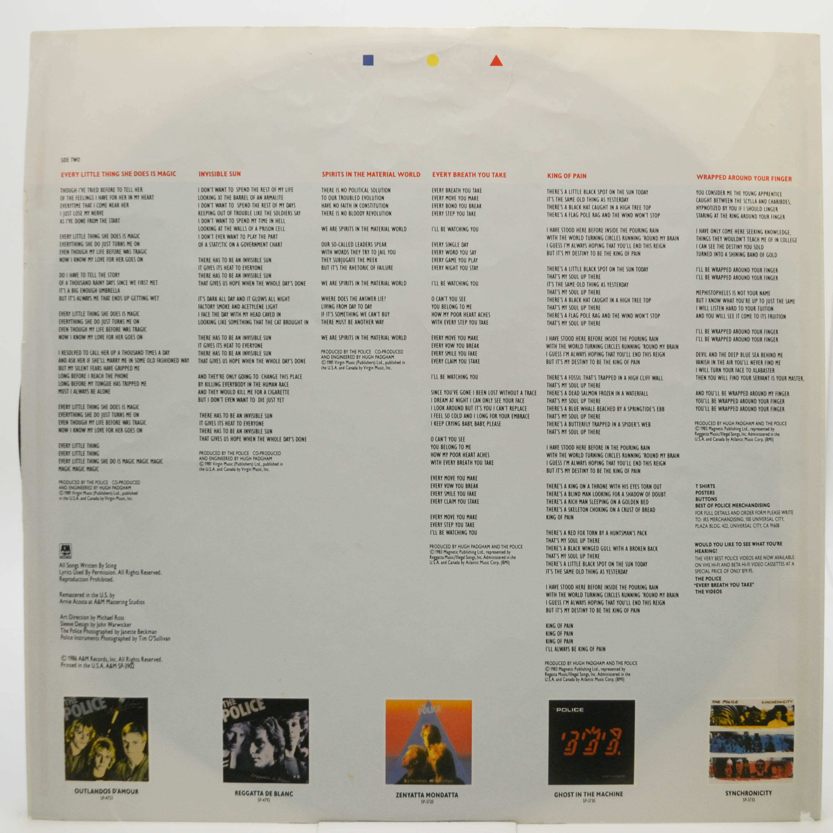 Police — Every Breath You Take (The Singles) (USA), 1986