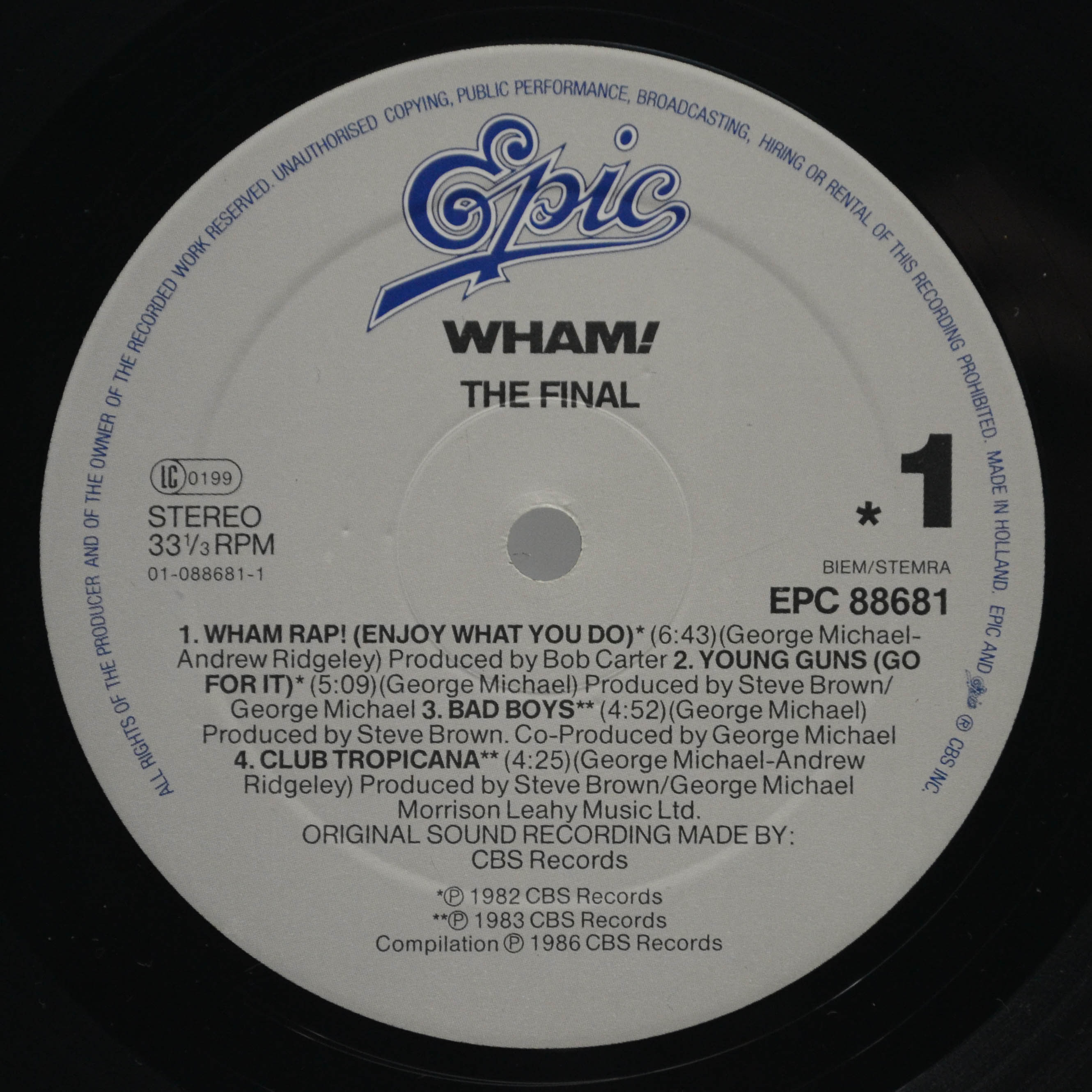 Виниловая пластинка Wham! — The Final (2LP), 1986